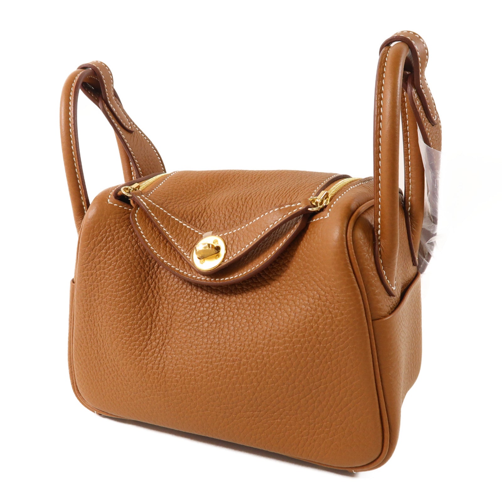HERMES Clemence皮革Mini Lindy金扣手挽肩背兩用袋Gold