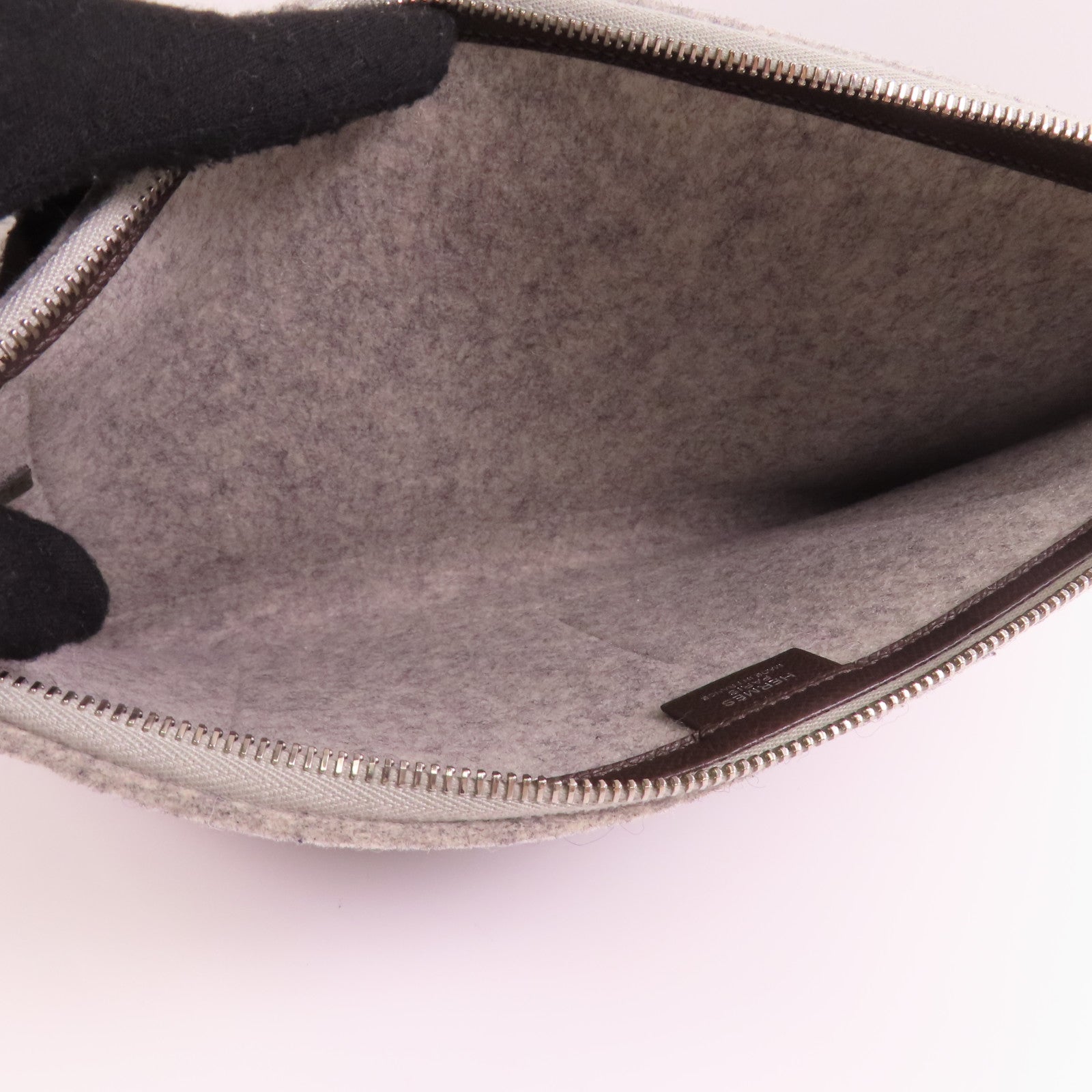 HERMES PHW Toodoo 37 Clutch bag Wool/Epsom Leather Ebene/Vert de Gris