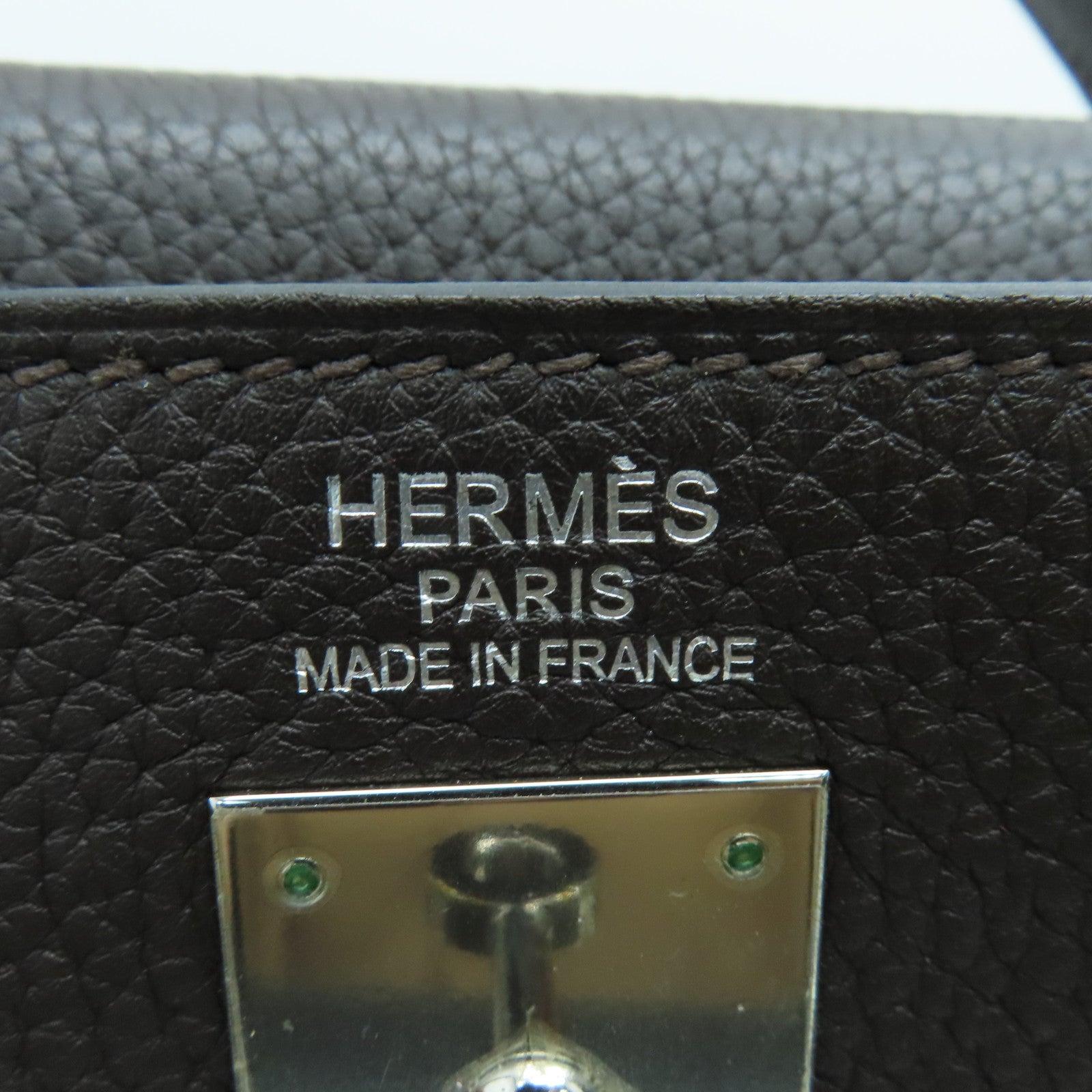 HERMES Clemence皮革Kelly35手挽肩背两用袋银扣啡色