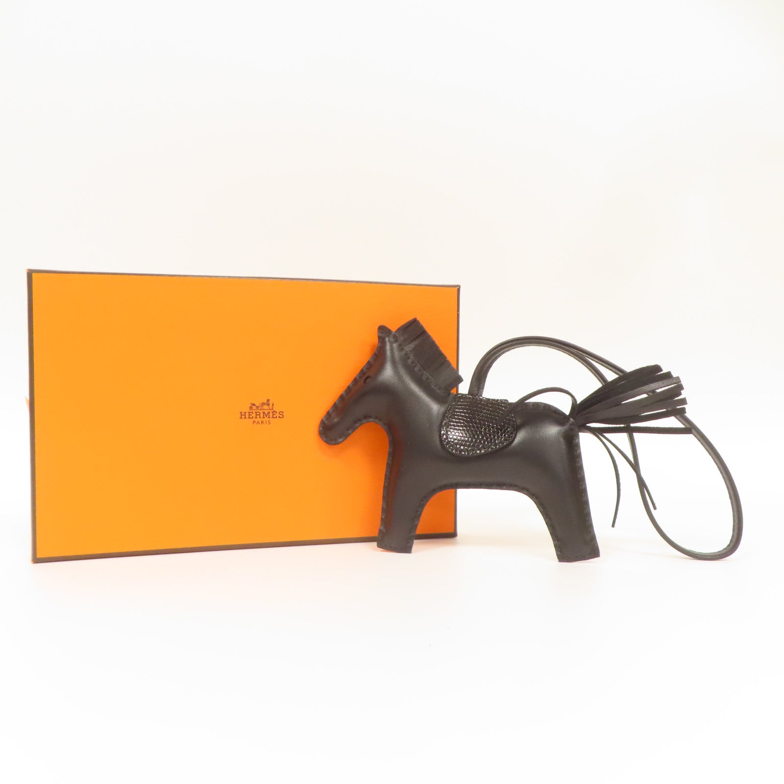 HERMES Swift皮革Rodeo MM Touch掛飾黑色