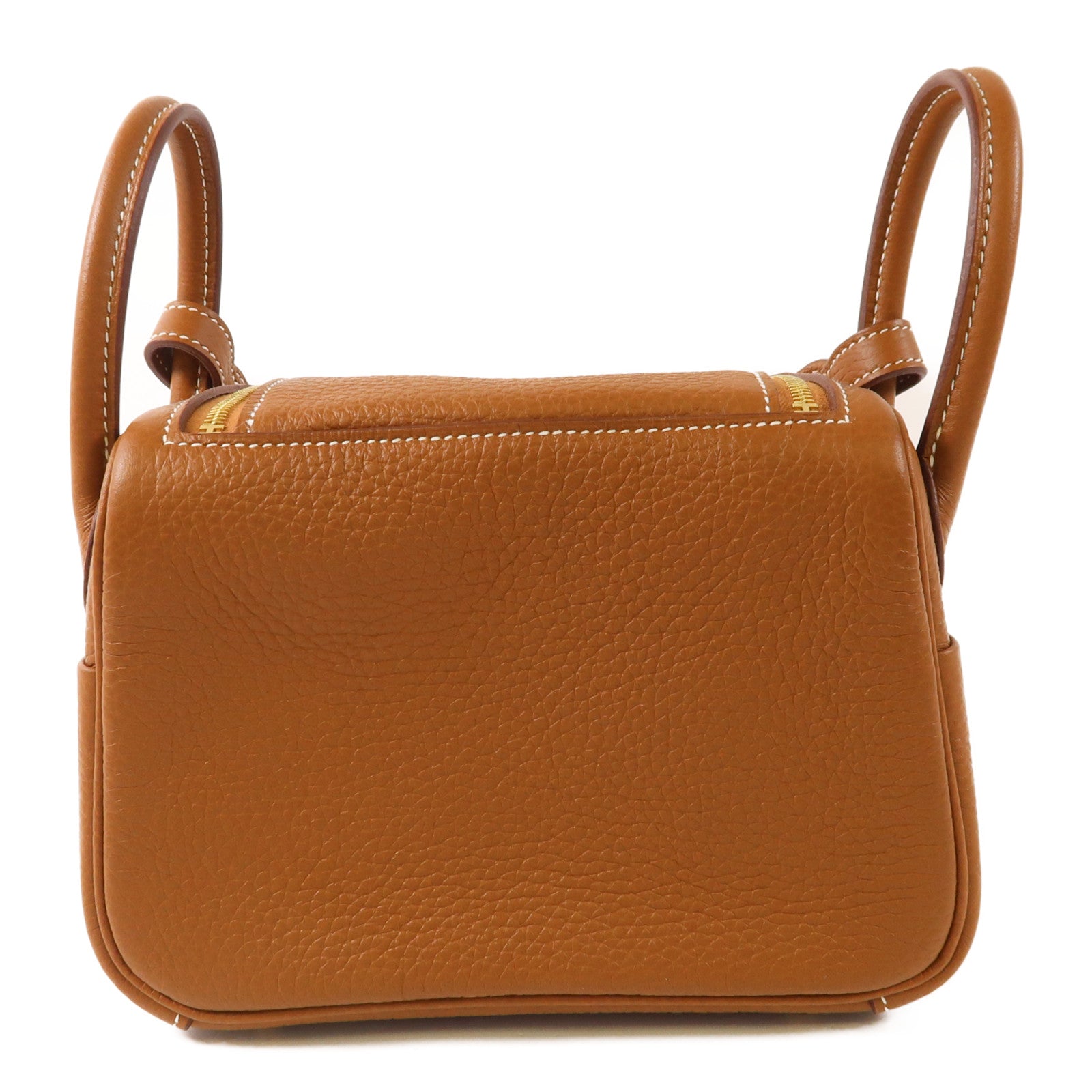 HERMES Clemence皮革Mini Lindy金扣手挽肩背兩用袋Gold