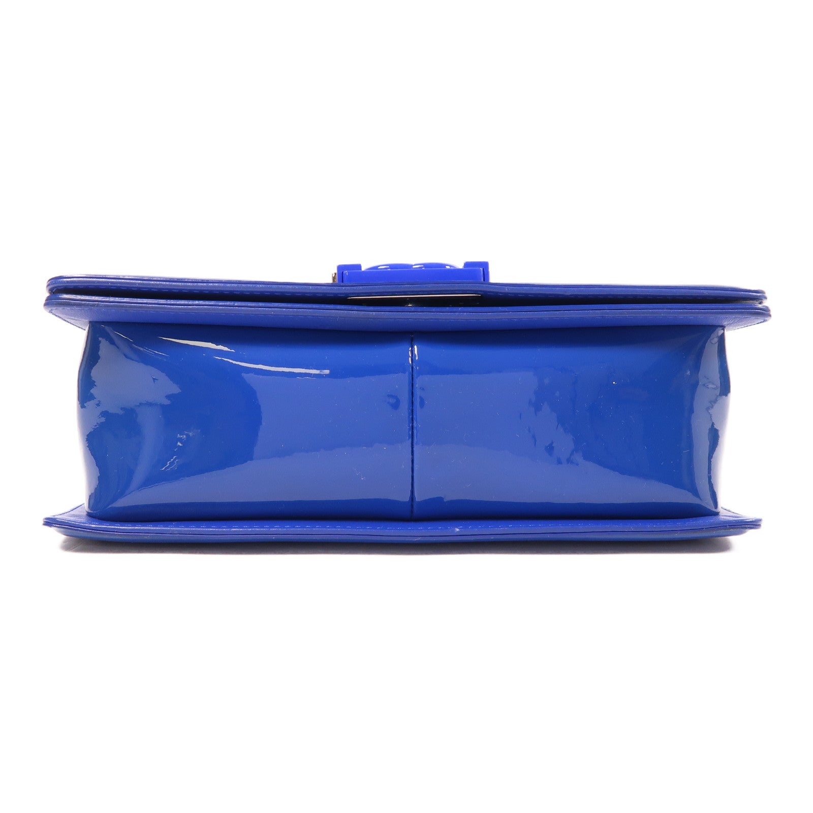 CHANEL 漆皮皮革Boy 25銀扣鏈帶肩背袋