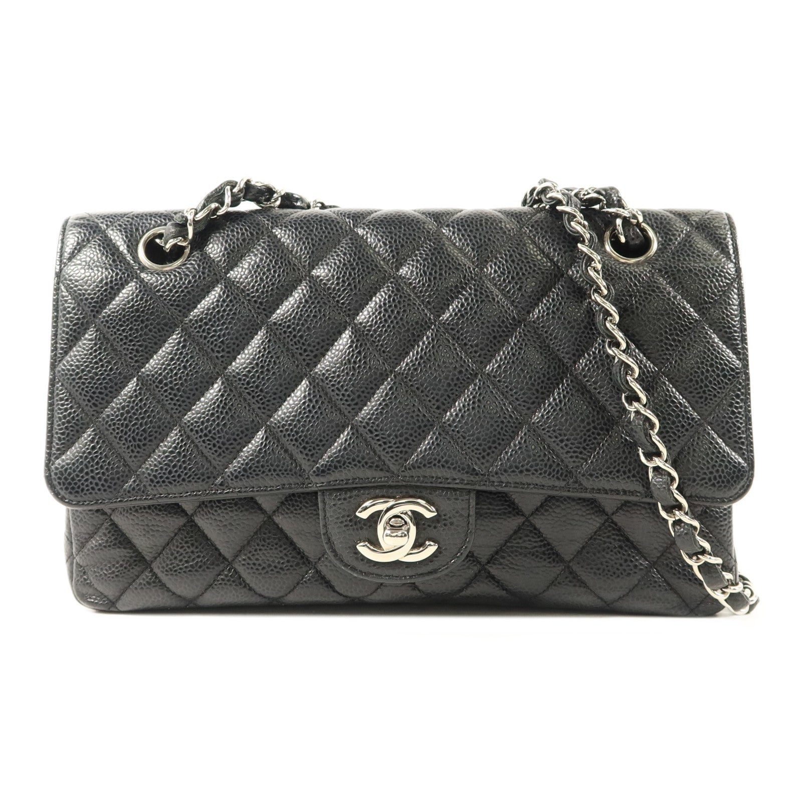 CHANEL 牛皮皮革Classic 25銀扣鏈帶肩背袋