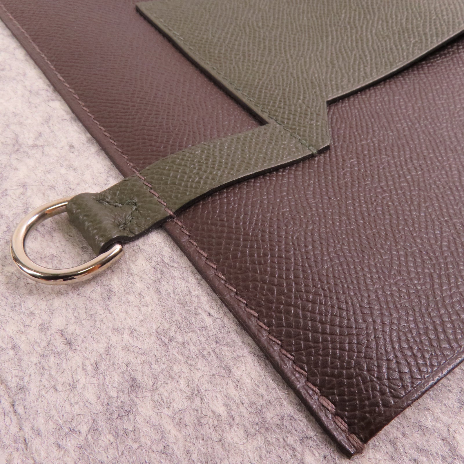 HERMES PHW Toodoo 37 Clutch bag Wool/Epsom Leather Ebene/Vert de Gris