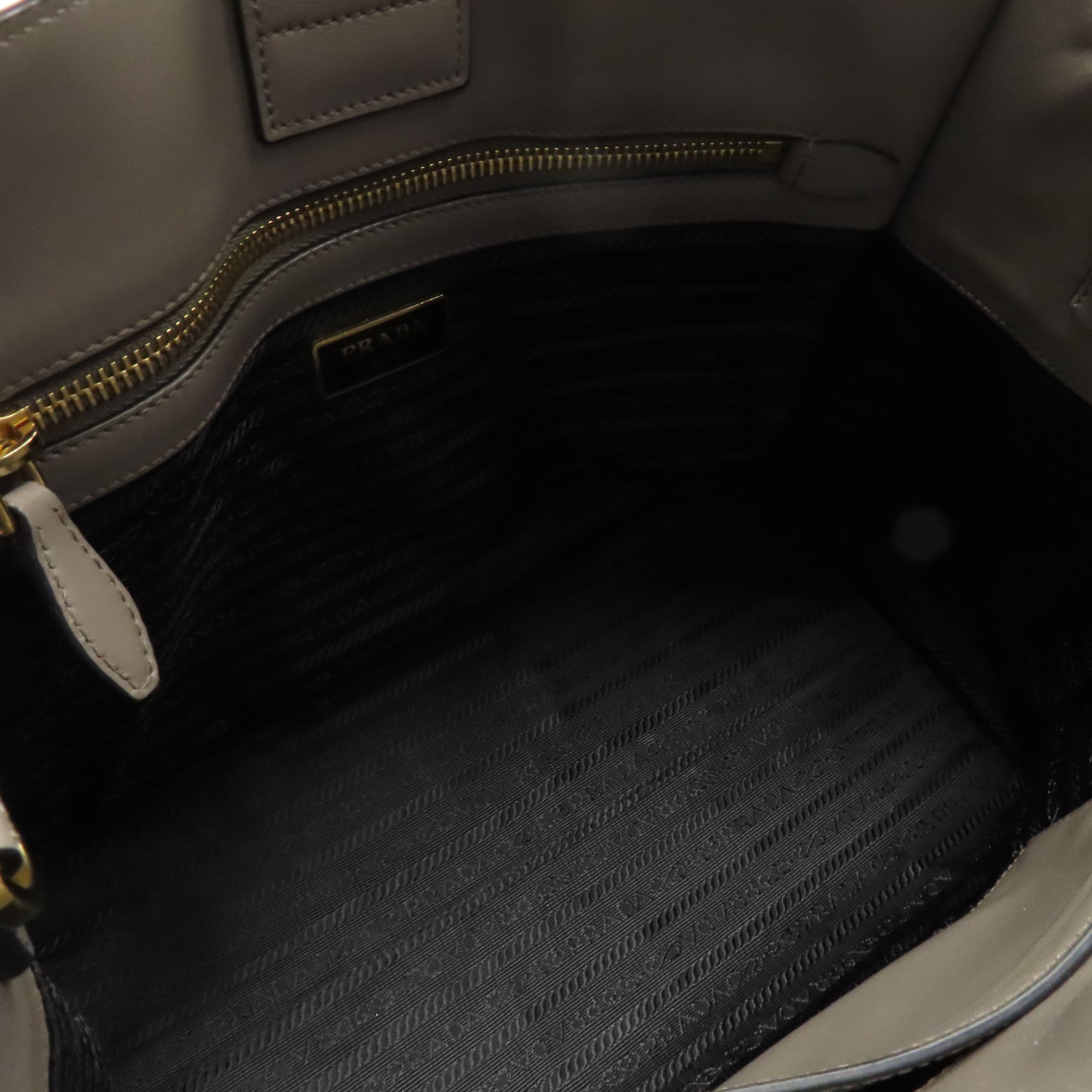 PRADA 牛皮皮革Saffiano Leather Lux Convertible Tote Bag金扣肩背袋灰色