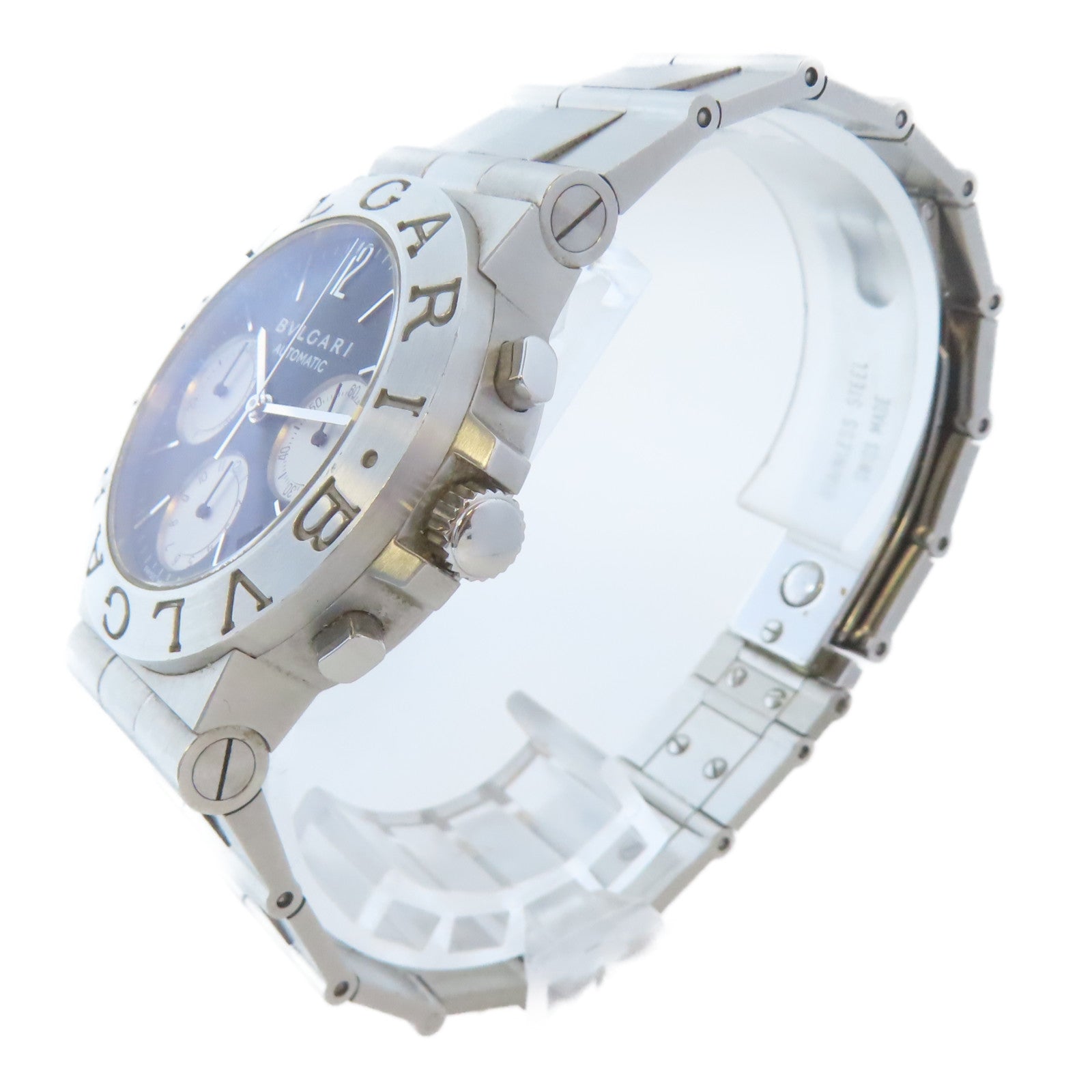 BVLGARI Diagono不鏽鋼手錶自動機芯藍色#18.5cm