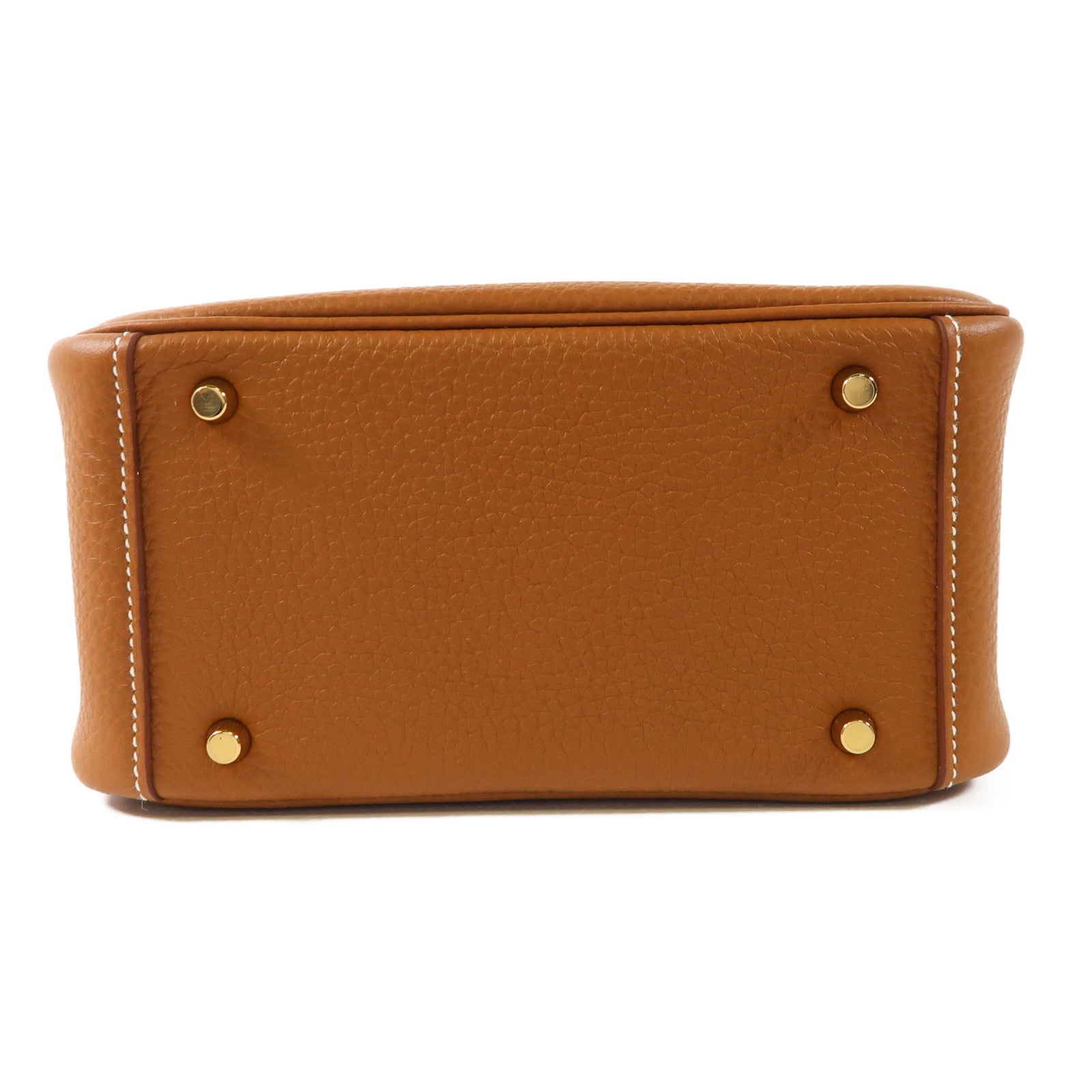 HERMES Clemence皮革Mini Lindy金扣手挽肩背兩用袋Gold