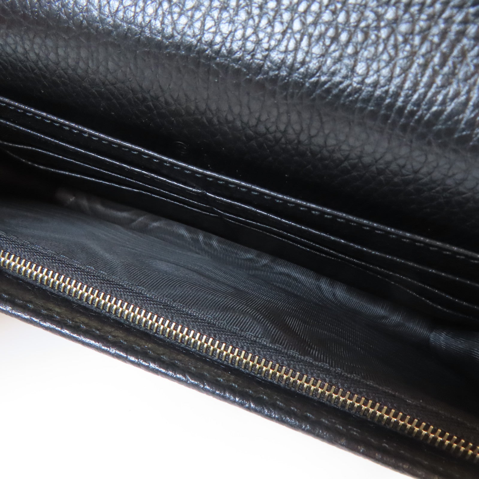 GUCCI 牛皮皮革Wallet Shoulder Bag金扣鏈帶肩背袋黑色