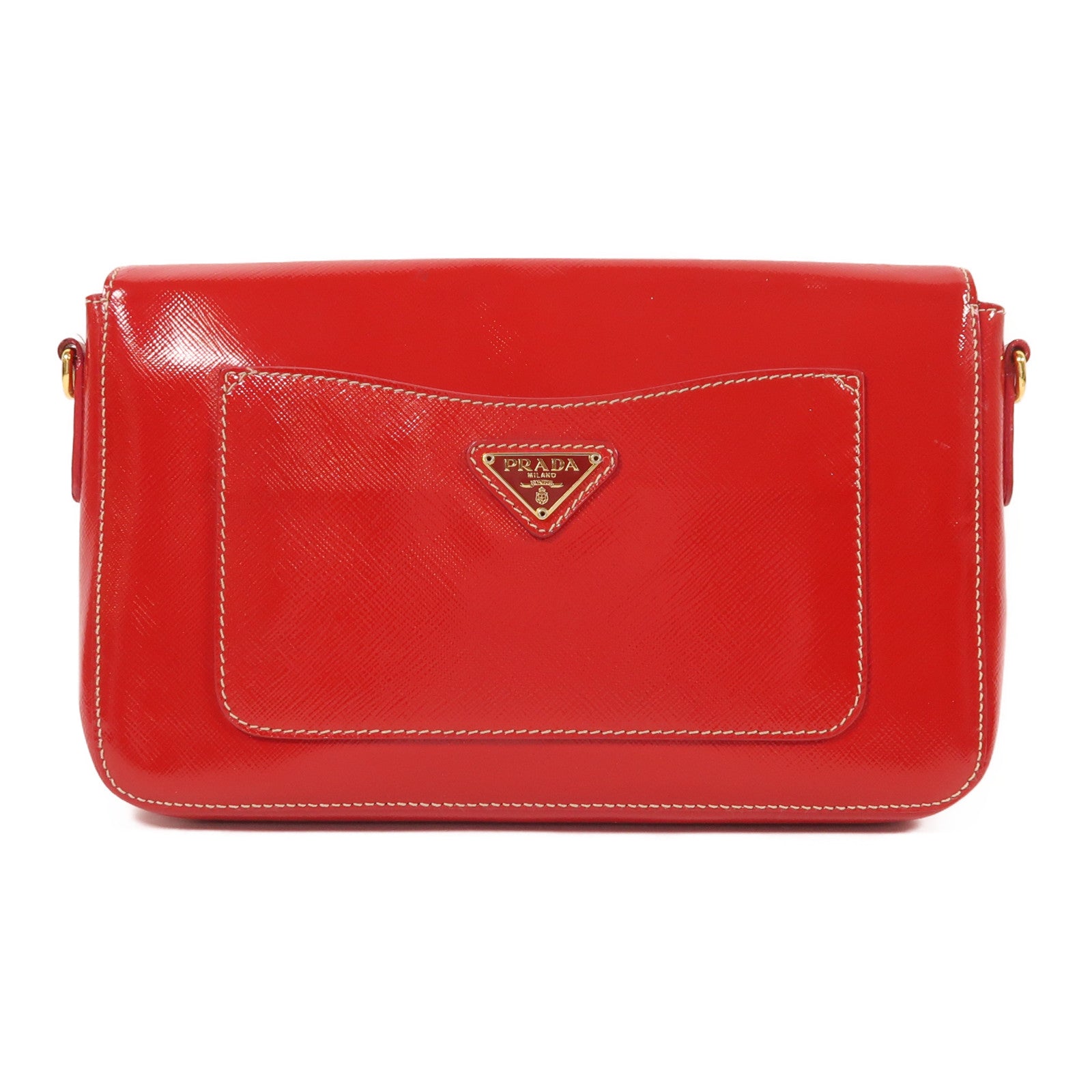 PRADA Saffiano Vernice Shoulder Bag金扣肩背袋