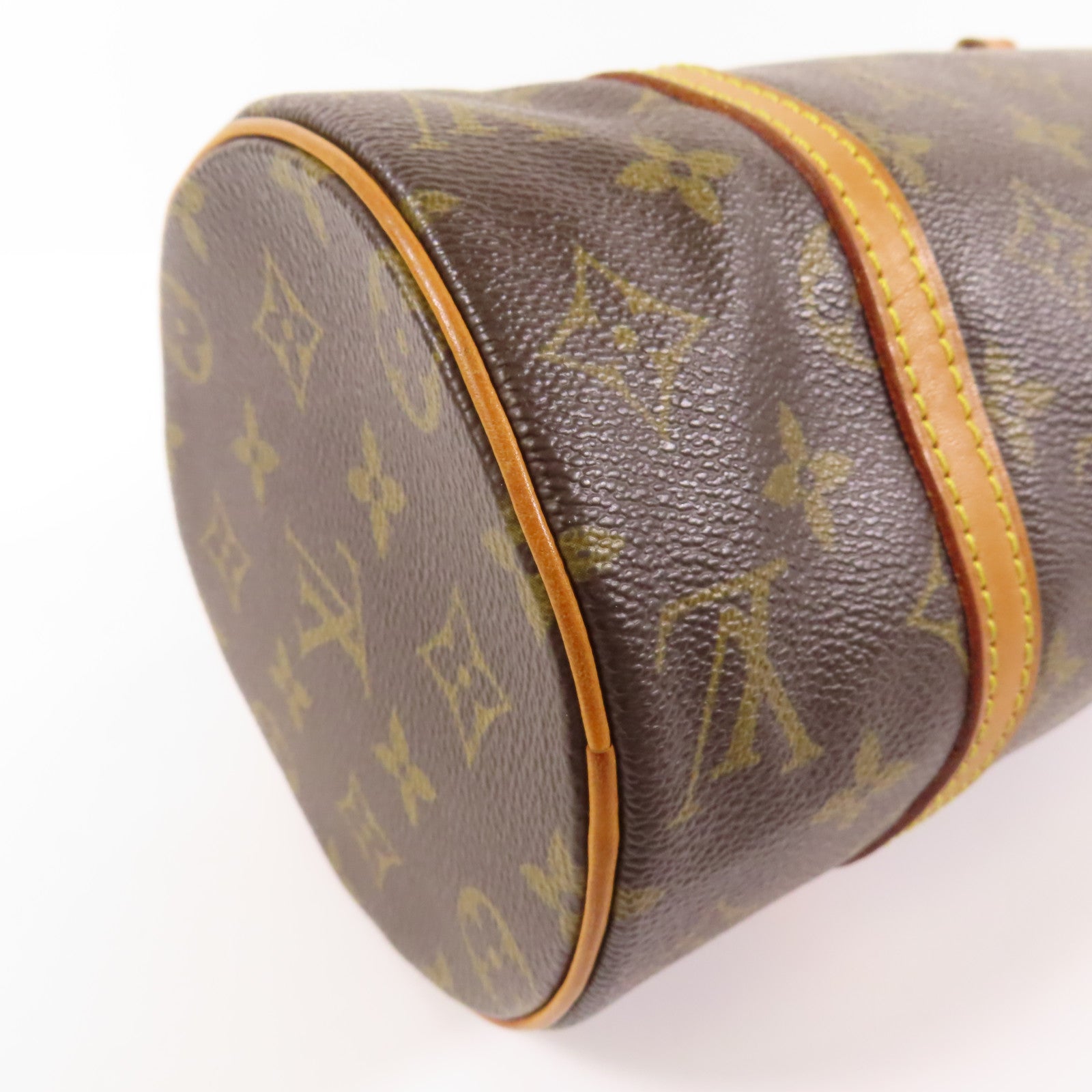 LOUIS VUITTON Monogram Papillon PM金扣手挽袋棕色