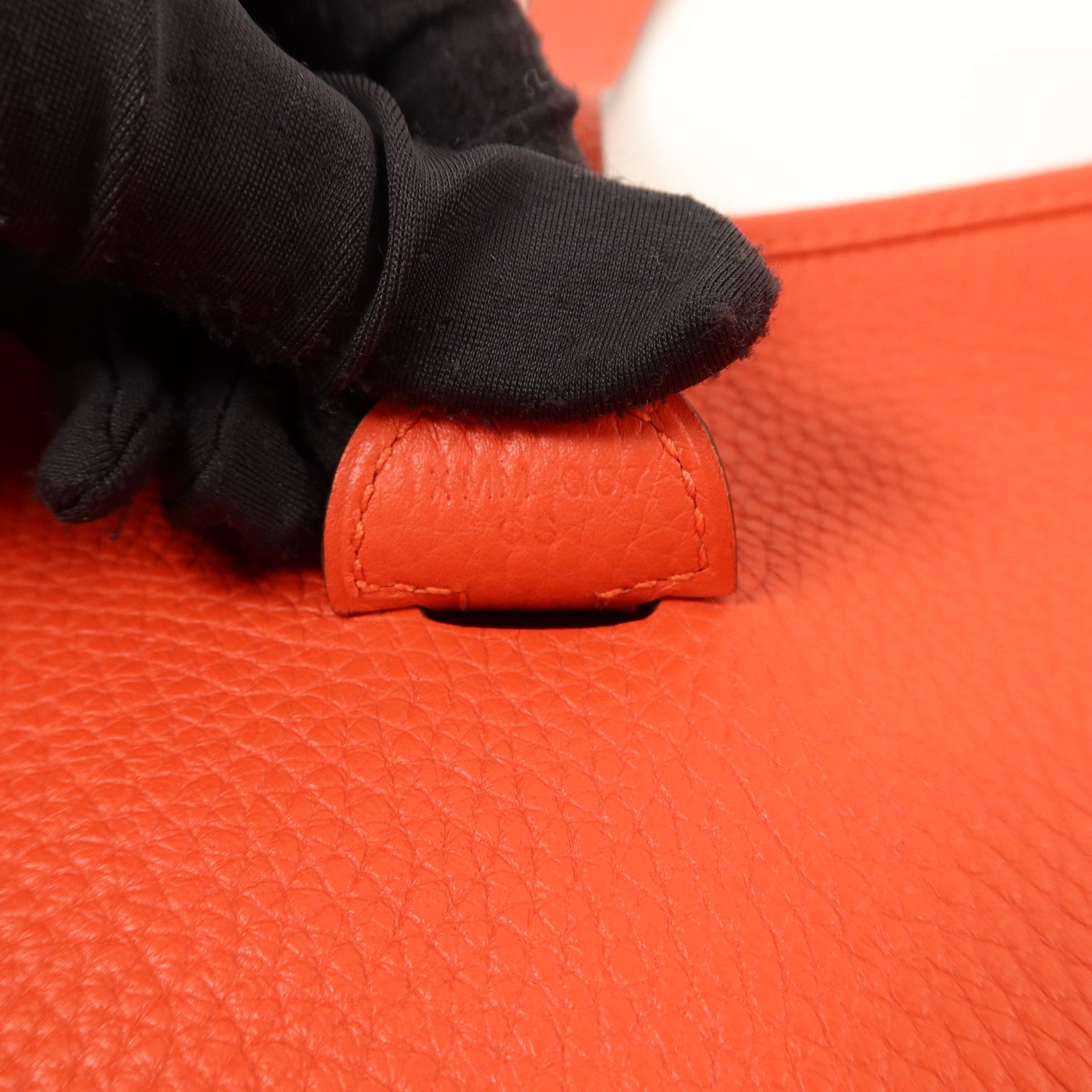 HERMES Clemence皮革Evelyne PM肩背袋Rouge Tomate