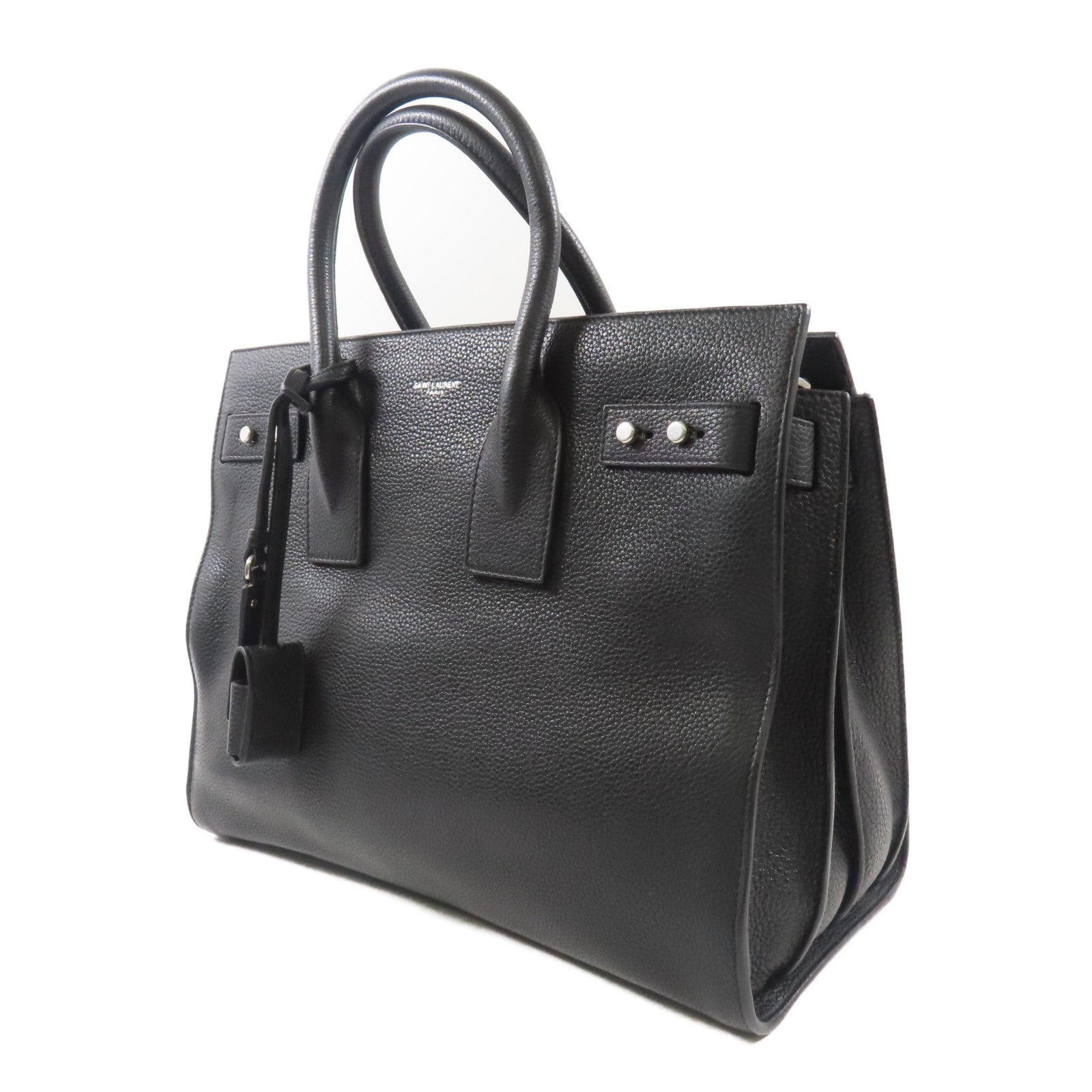 SAINT LAURENT 牛皮皮革Sac De Jour銀扣手挽肩背兩用袋