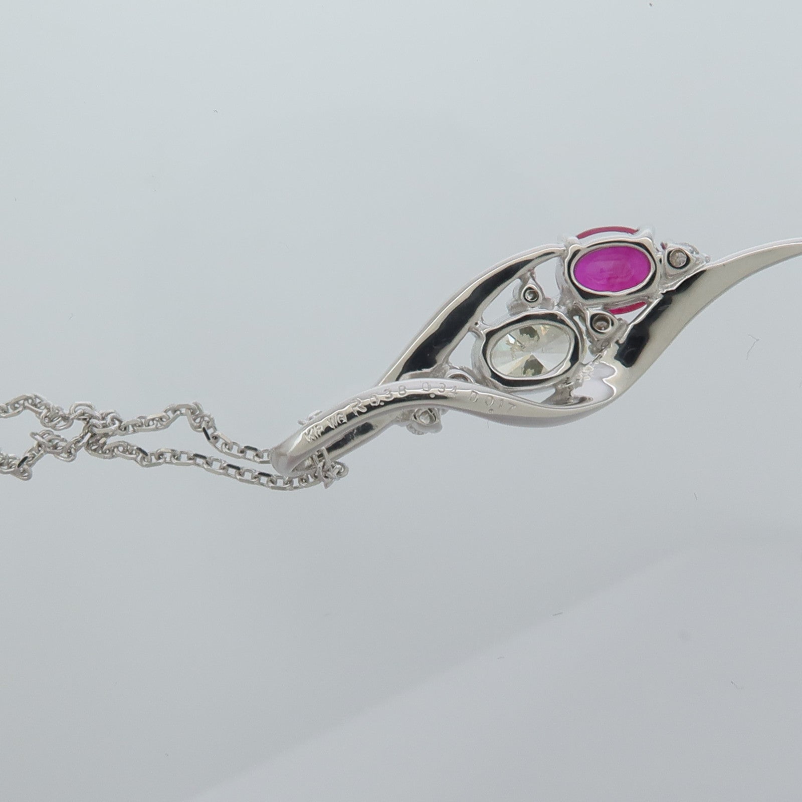 JEWELRY 18K白金Pink Sapphire Diamond Necklace粉紅藍寶石/鑽石項鍊