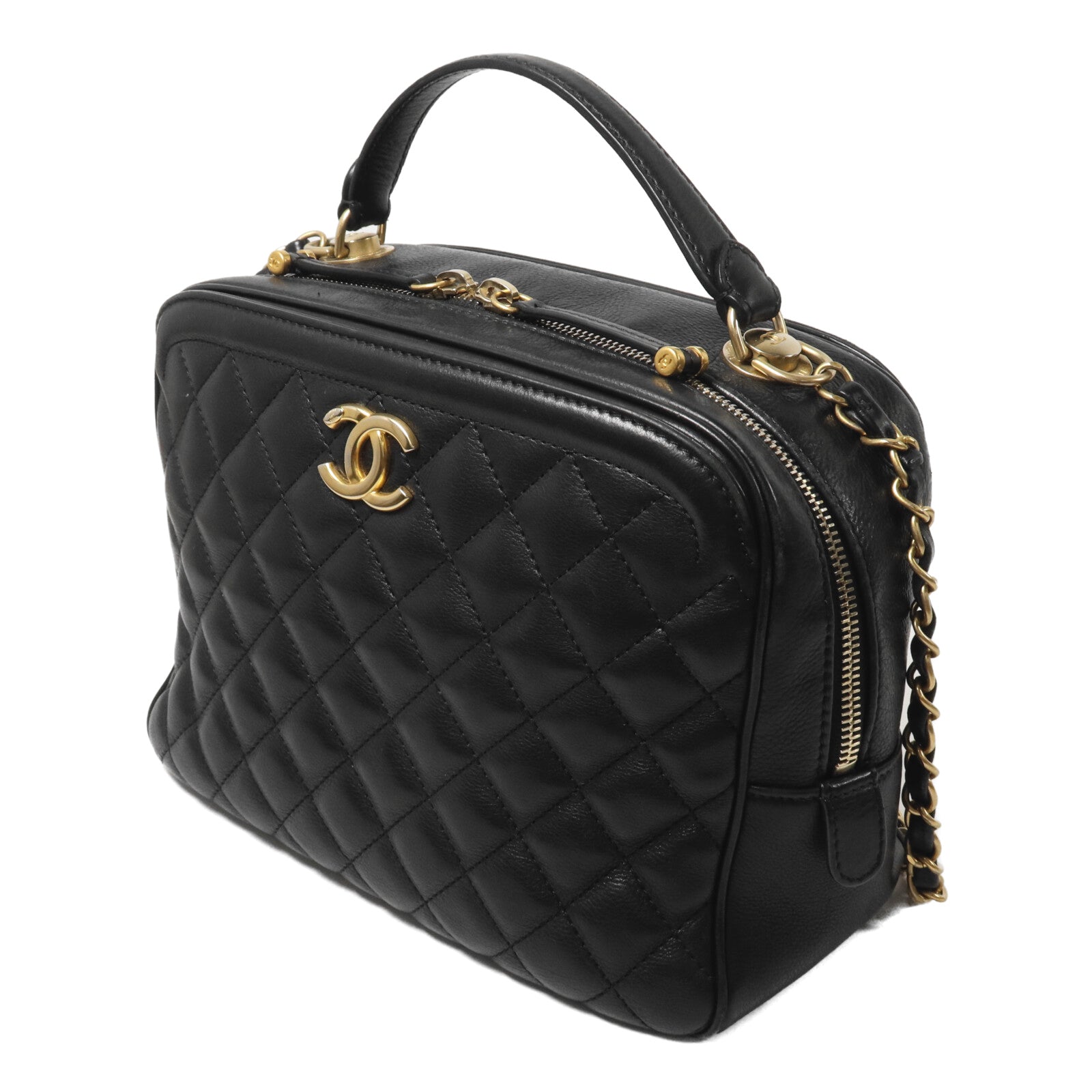 CHANEL 牛皮皮革Shoulder Bag With Handle鏈帶手挽肩背兩用袋