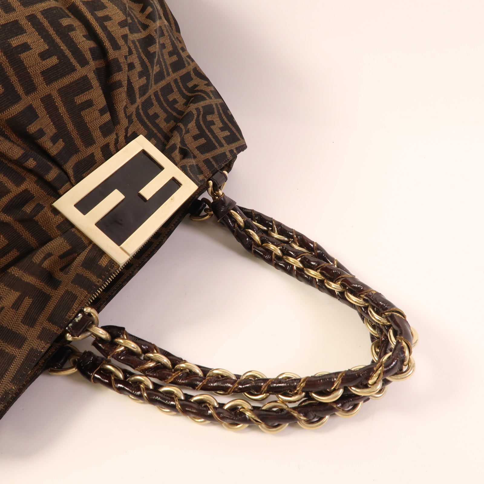 FENDI 帆布Shoulder Bag金扣肩背袋