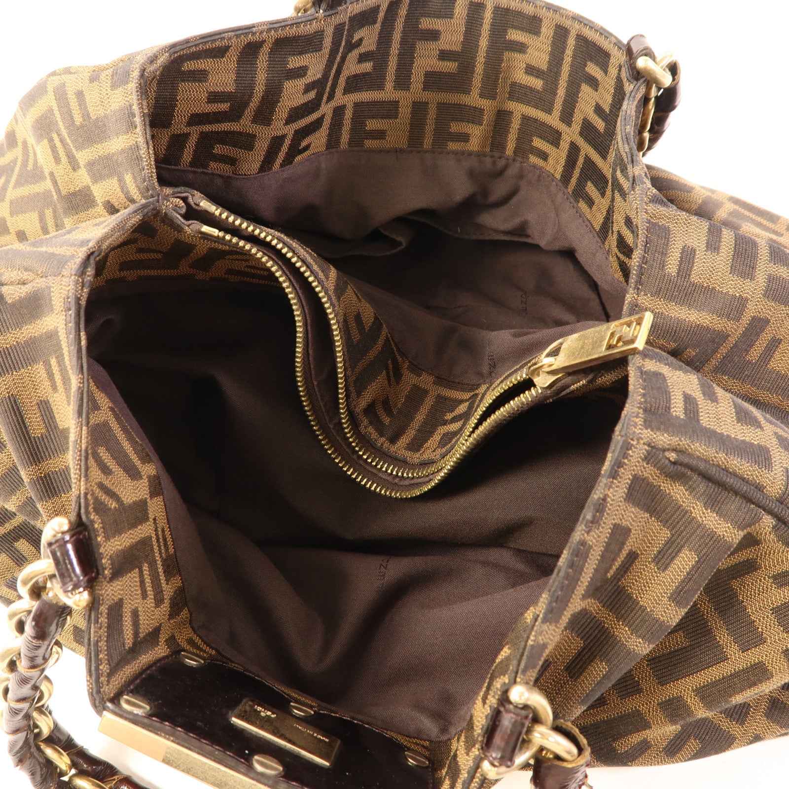 FENDI 帆布Shoulder Bag金扣肩背袋