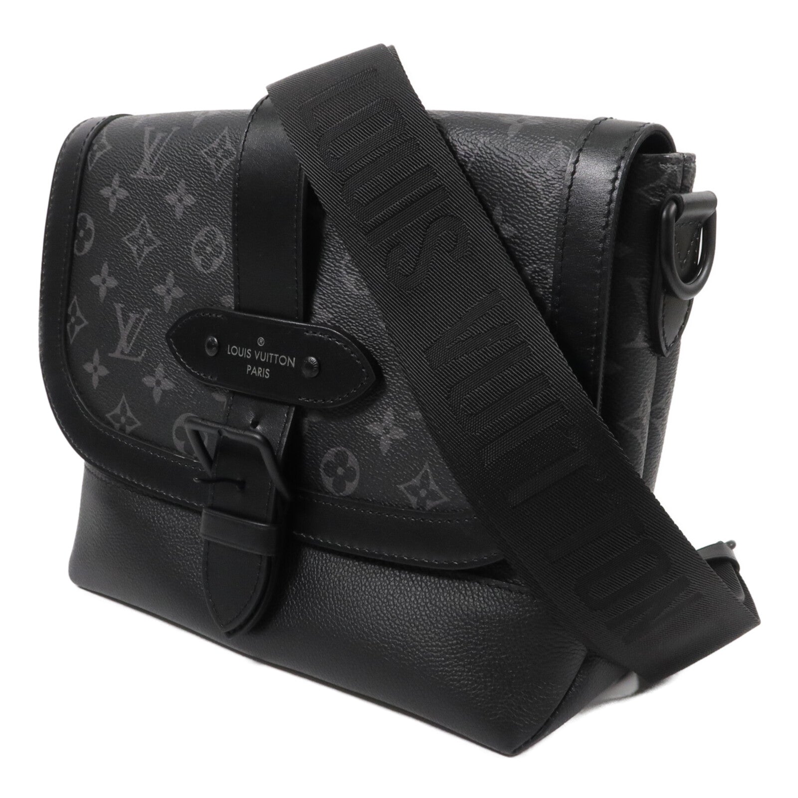 LOUIS VUITTON Monogram Eclipse Saumur Messenger肩背袋