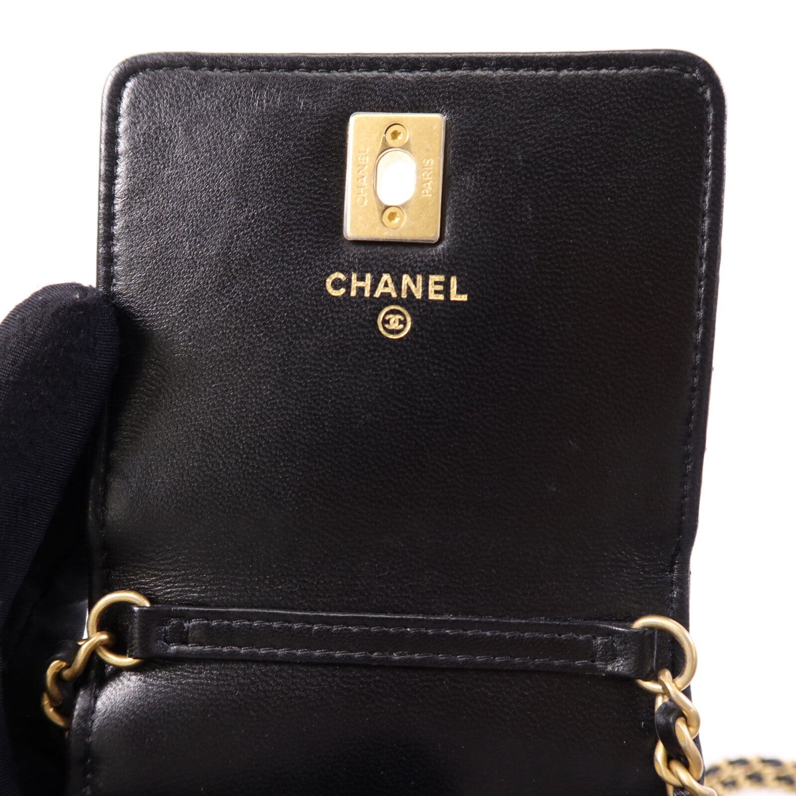 CHANEL 羊皮皮革Chain Shoulder Bag金扣鏈帶肩背袋