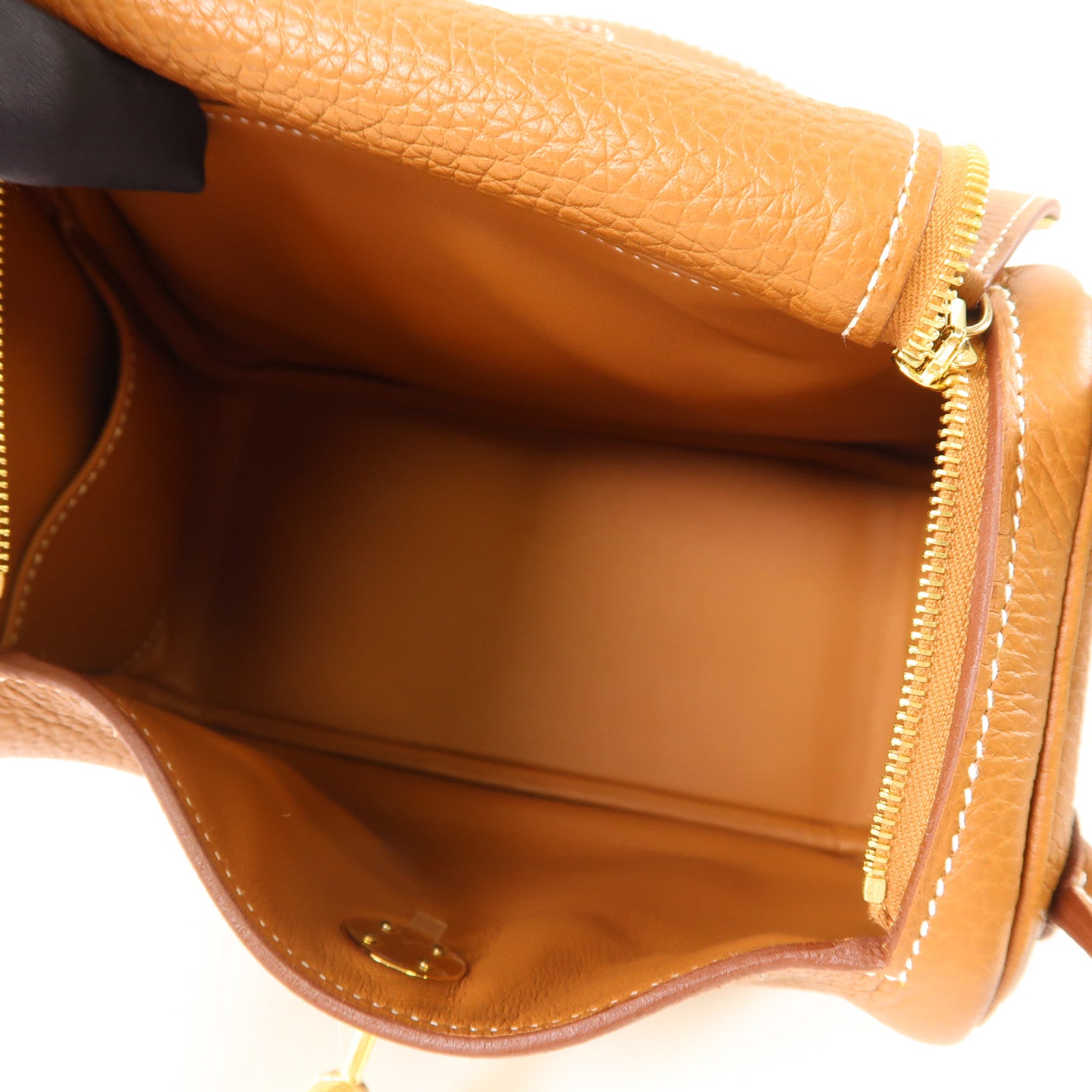 HERMES Clemence皮革Mini Lindy金扣手挽肩背兩用袋Gold