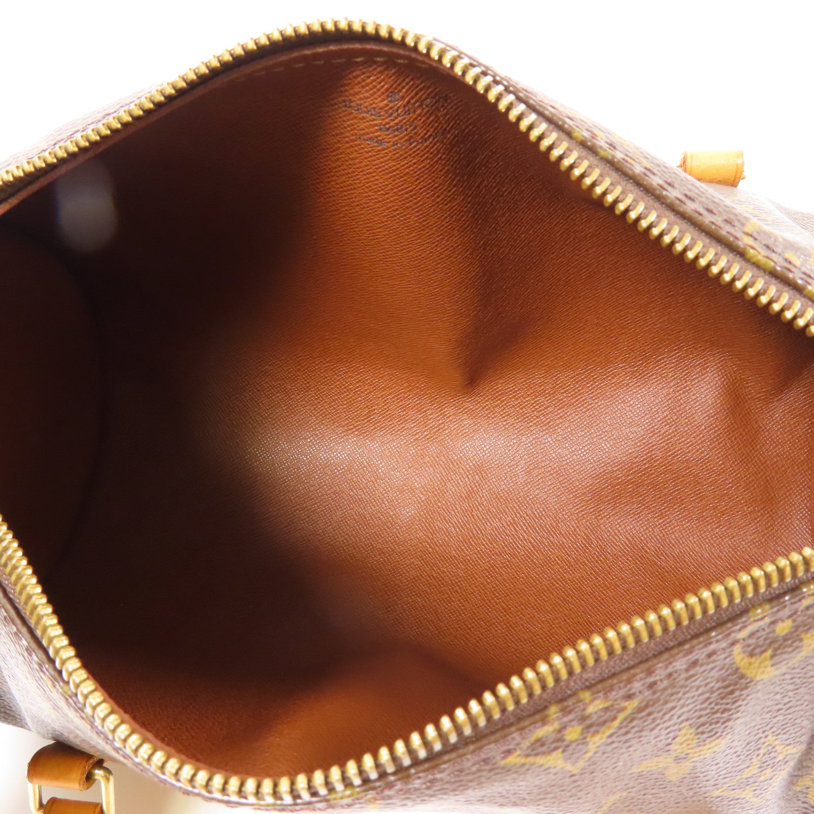 LOUIS VUITTON Monogram Papillon PM金扣手挽袋棕色