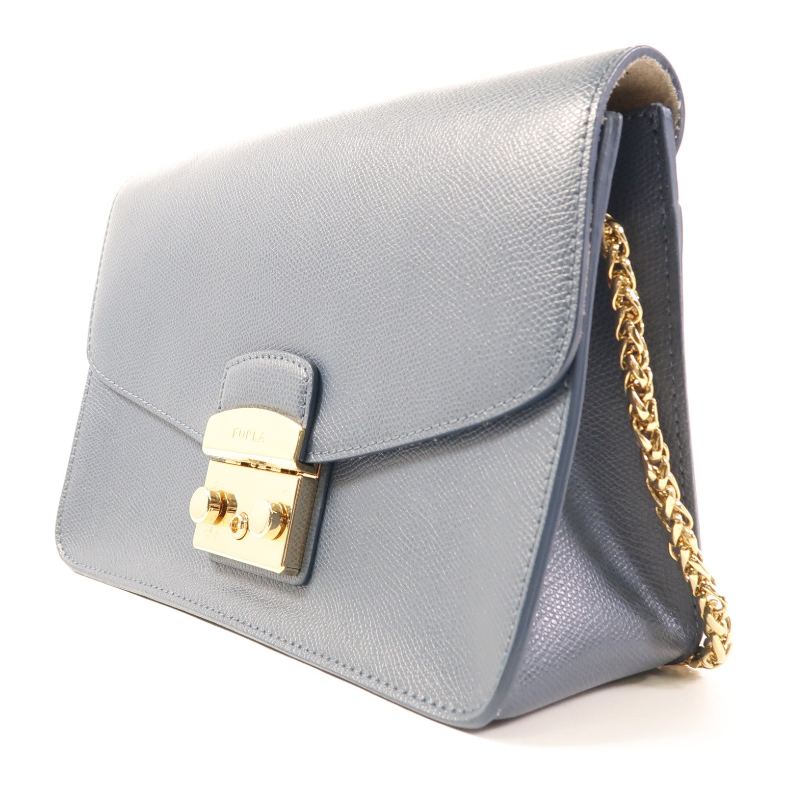 Furla 牛皮皮革Chain Shoulder金扣肩背袋