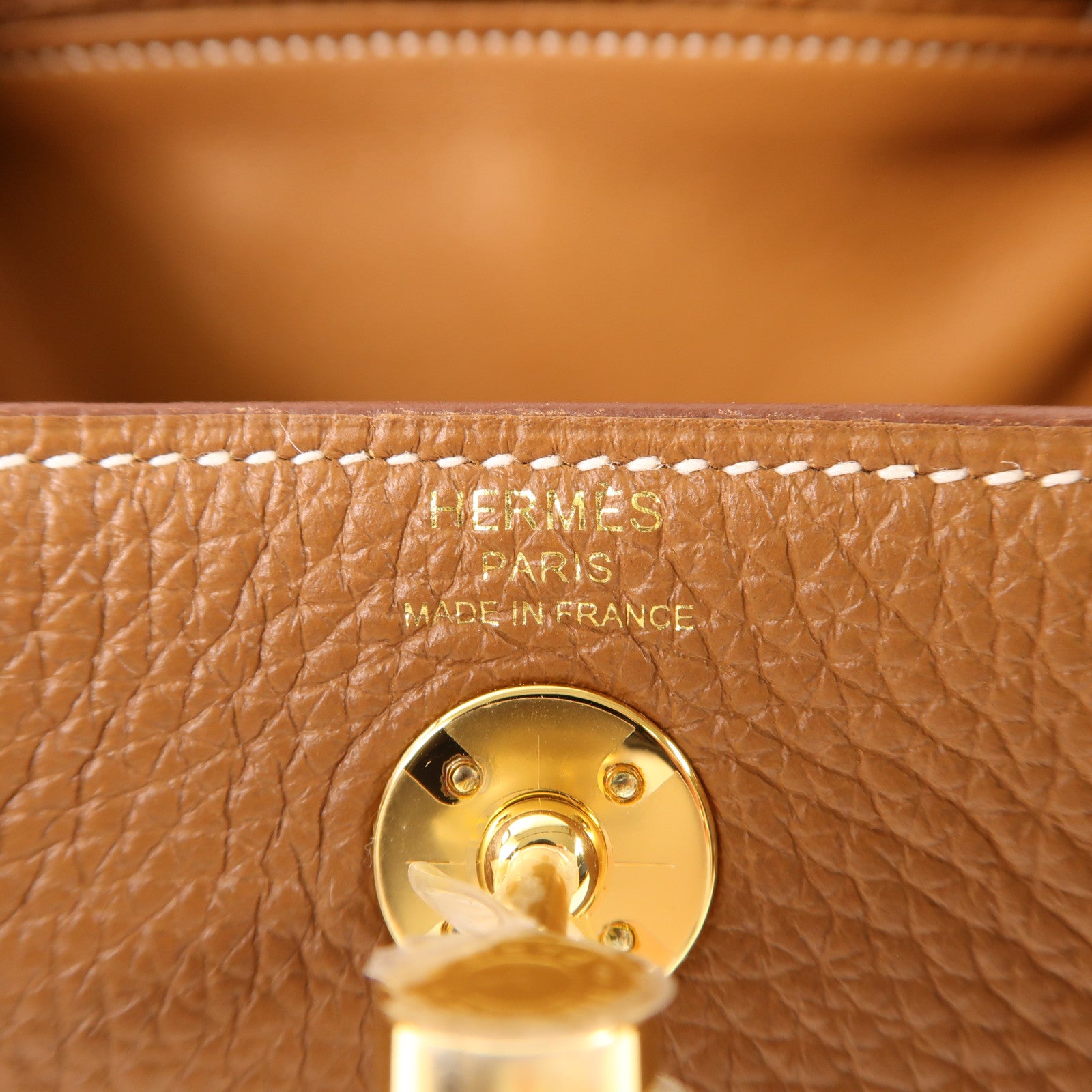 HERMES Clemence皮革Mini Lindy金扣手挽肩背兩用袋Gold