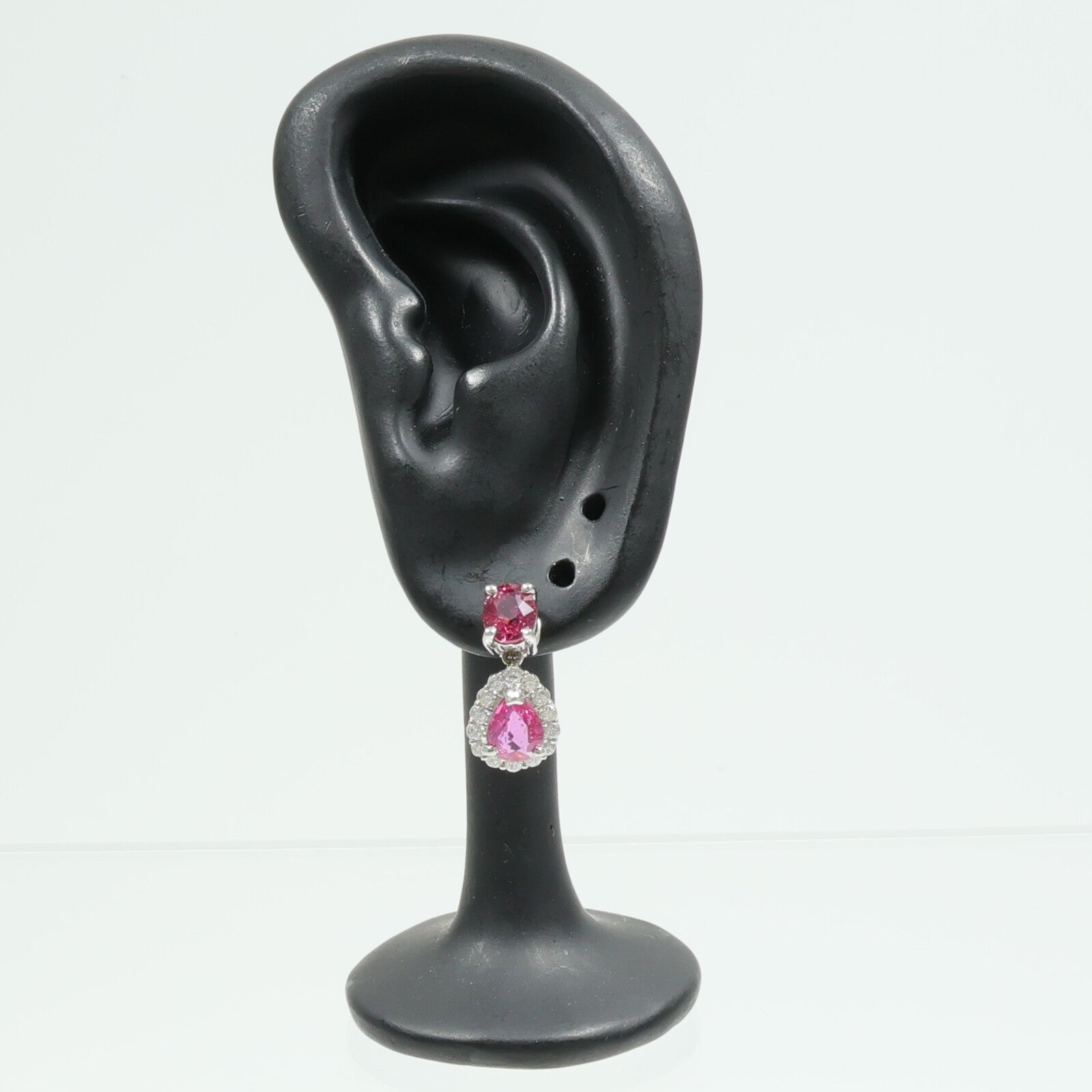 JEWELRY PT900鉑金Ruby Pink Sapphire Diamond Earrings紅寶石/粉紅藍寶石/鑽石耳環