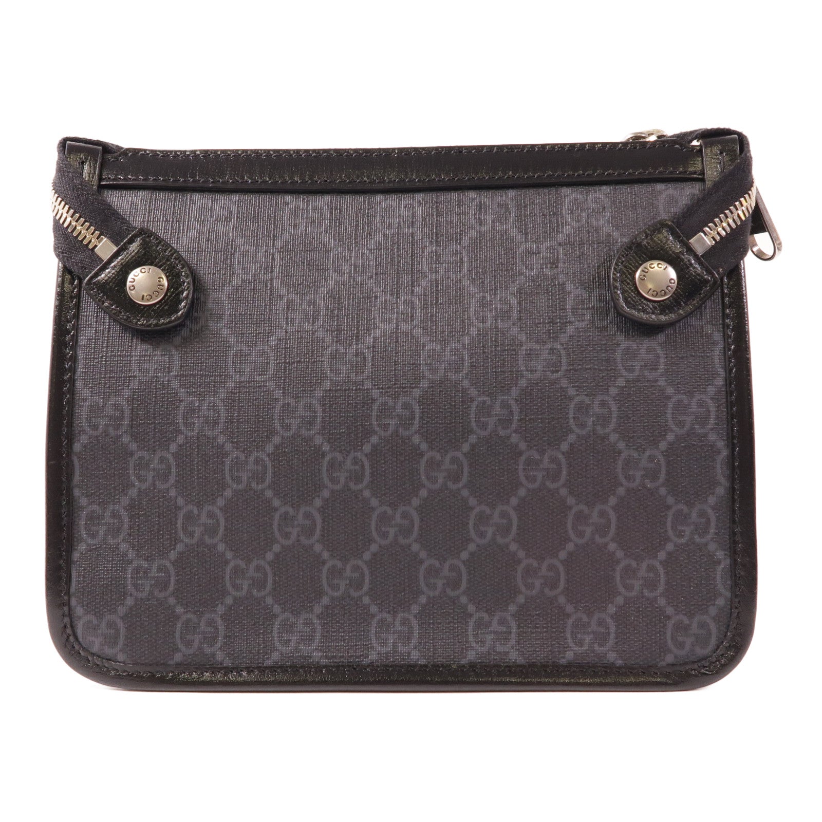 GUCCI 塗層帆布Shoulder Bag銀扣肩背袋