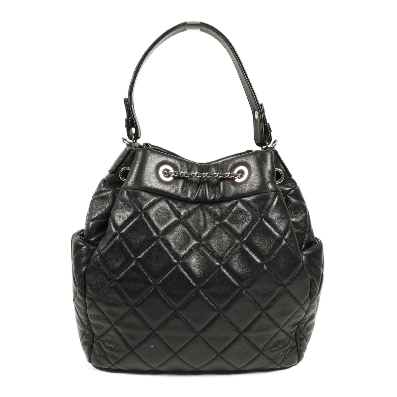 CHANEL 牛皮皮革Shoulder Bag銀扣鏈帶手挽肩背兩用袋