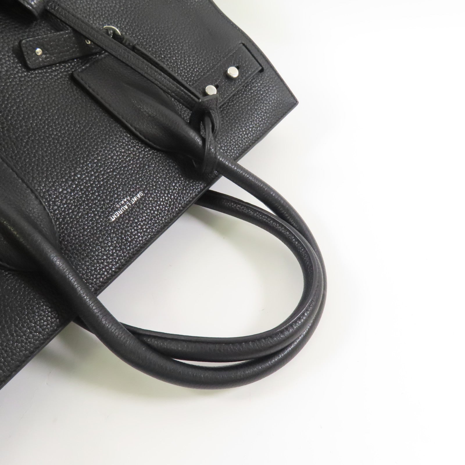 SAINT LAURENT 牛皮皮革Sac De Jour銀扣手挽肩背兩用袋