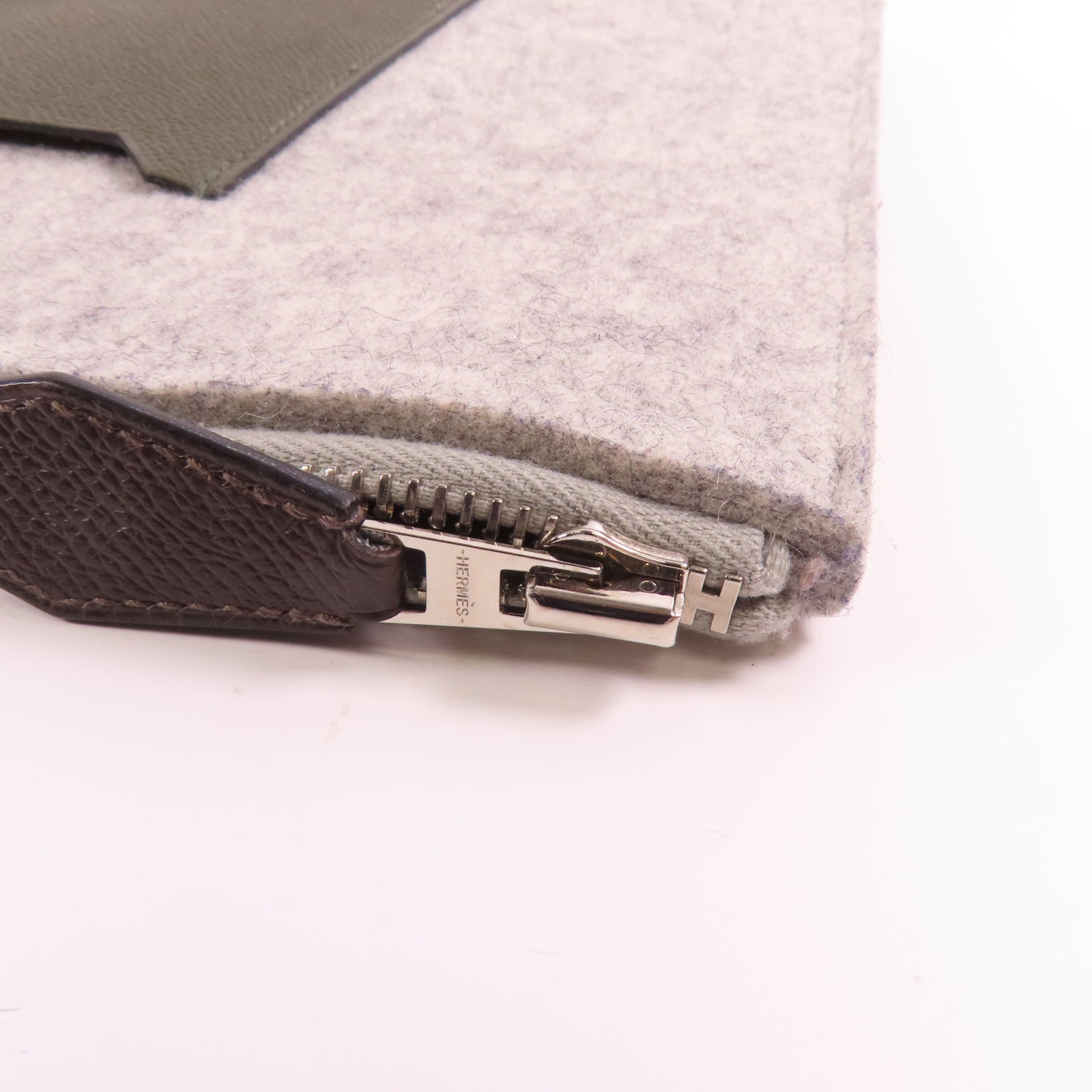 HERMES PHW Toodoo 37 Clutch bag Wool/Epsom Leather Ebene/Vert de Gris