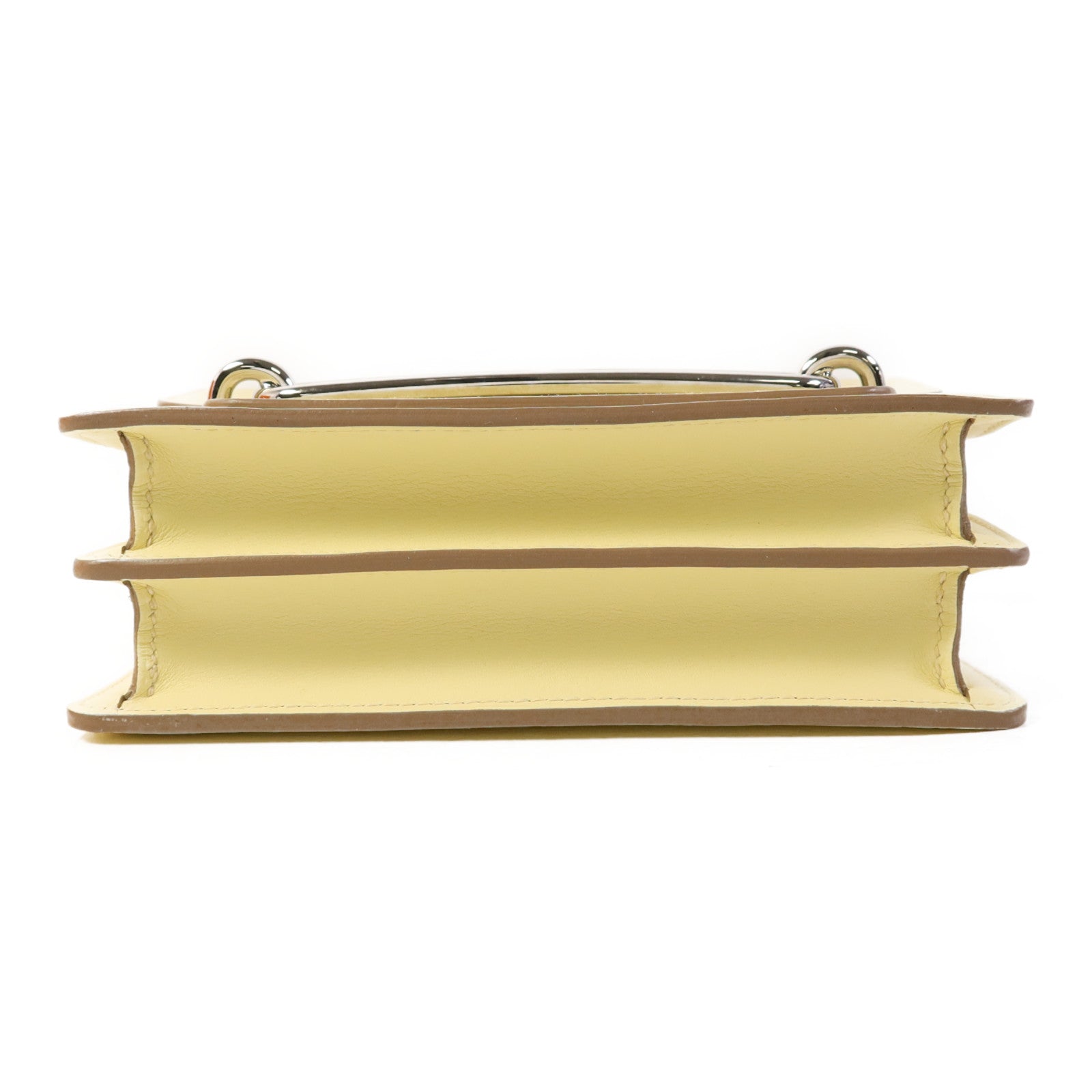 HERMES Swift皮革Roulis Mini銀扣肩背袋Jaune Milton