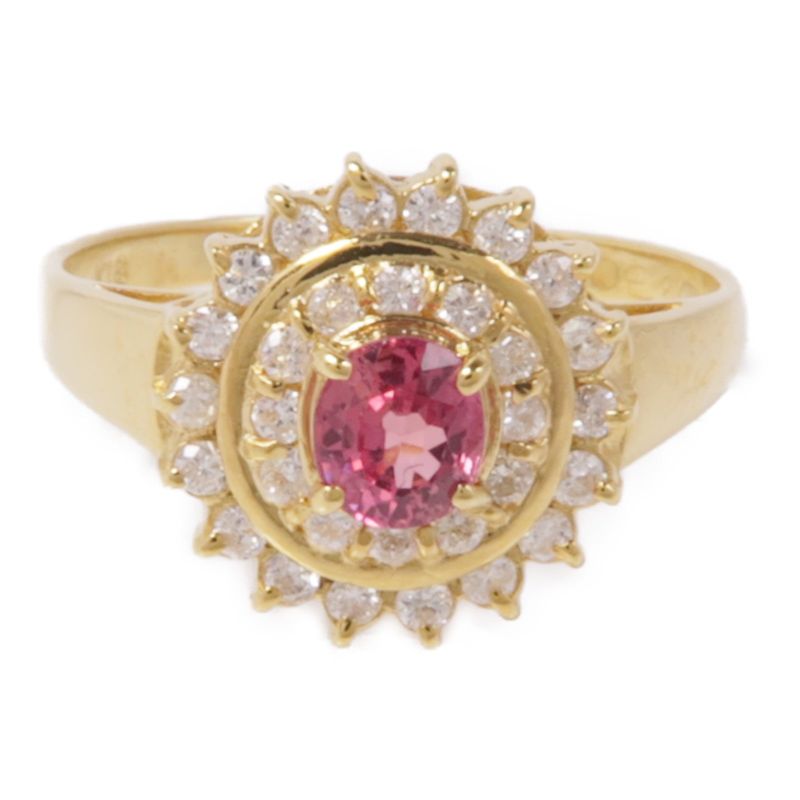 JEWELRY Pink Sapphire Diamond Ring 18K Yellow Gold US#4.75