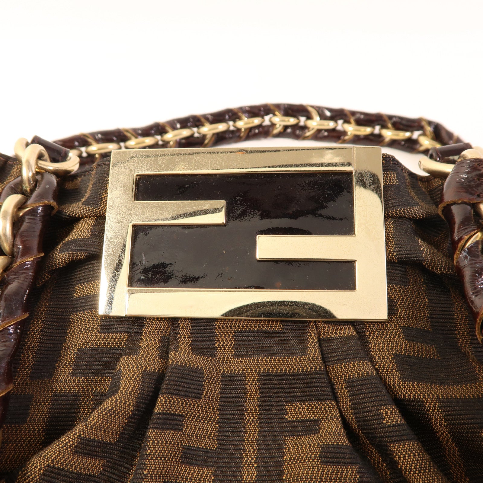FENDI 帆布Shoulder Bag金扣肩背袋