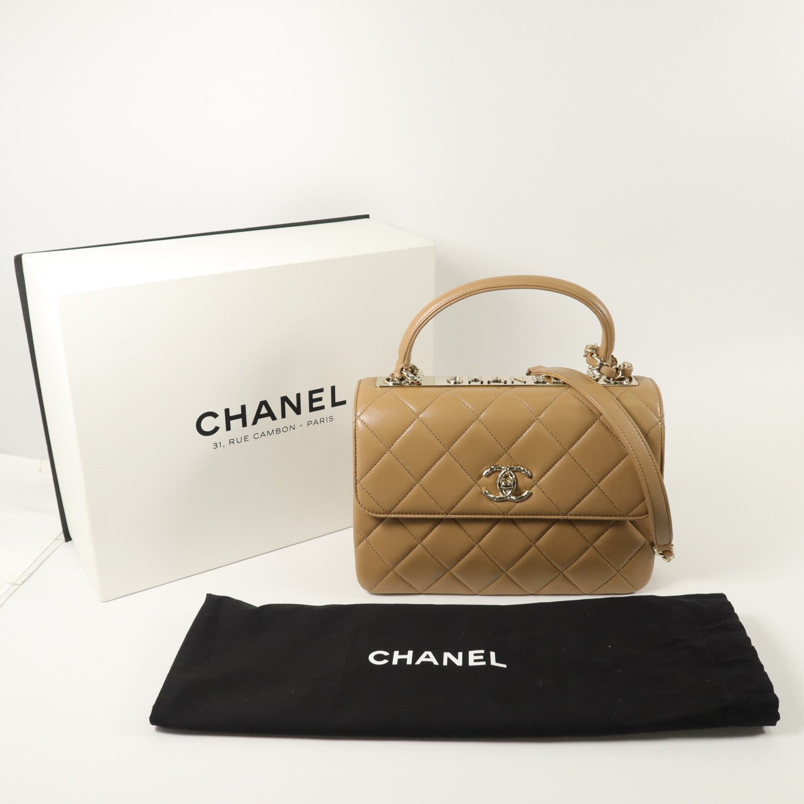CHANEL 羊皮皮革Trendy CC Top Handle手挽肩背兩用袋