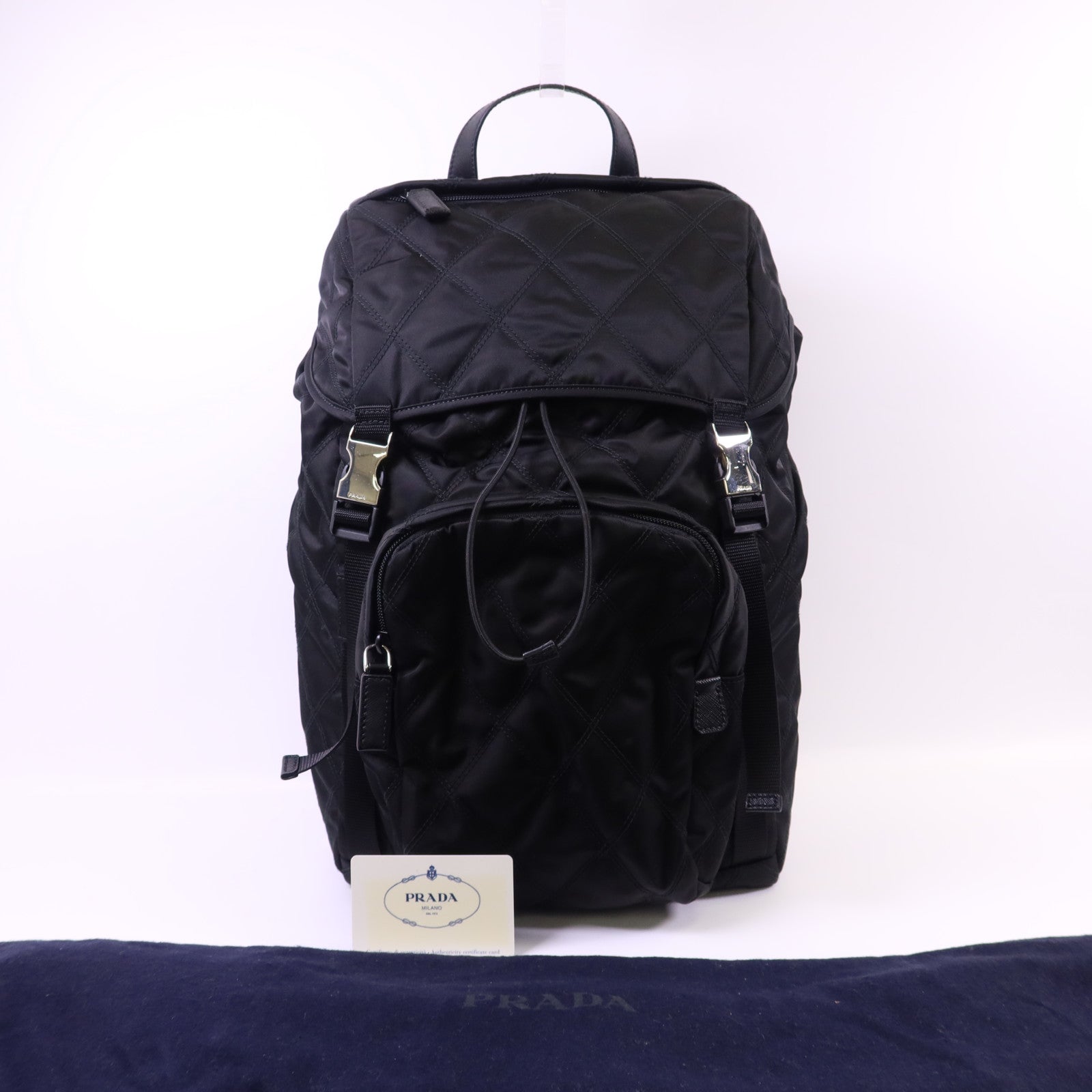 PRADA 尼龍Backpack銀扣背包