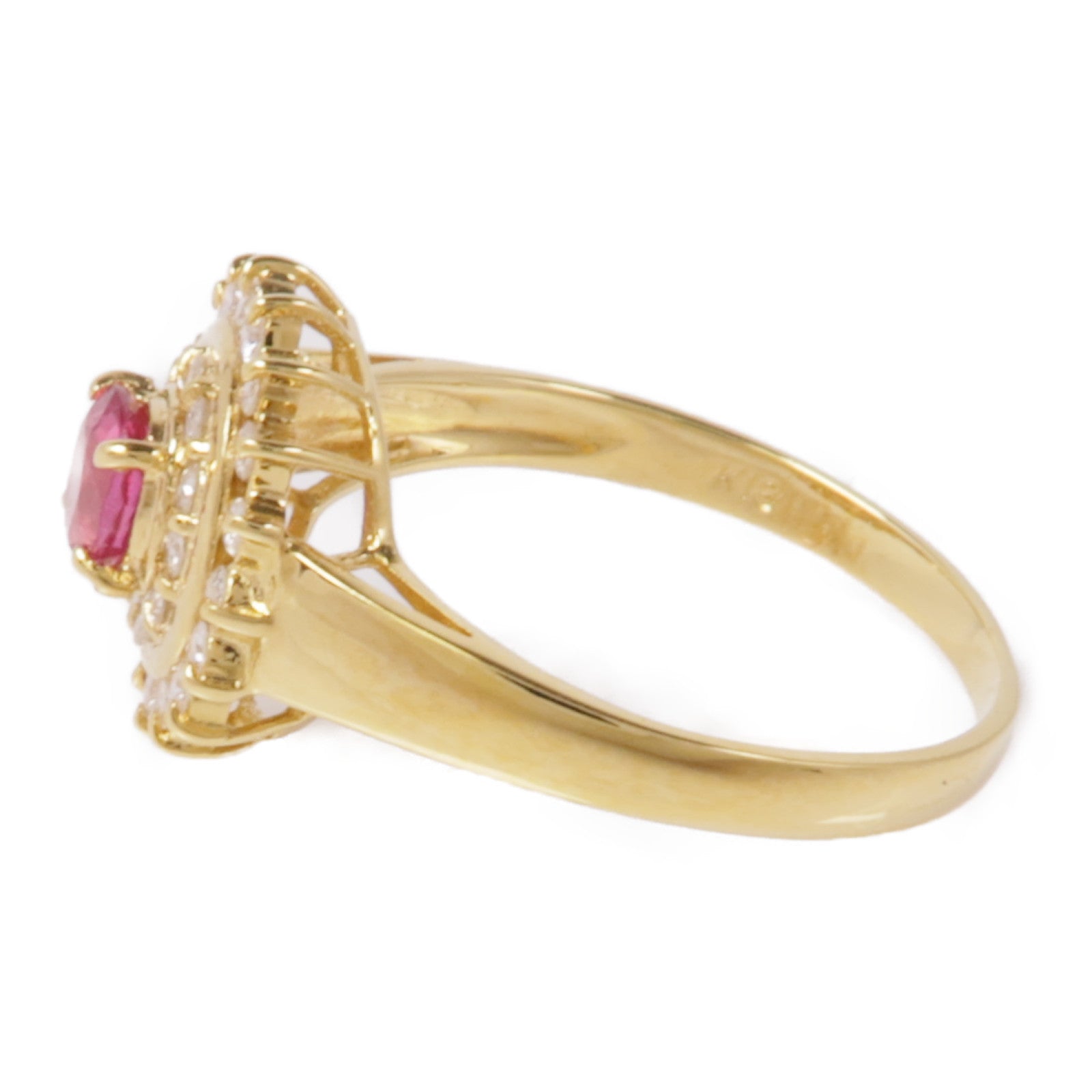 JEWELRY 18K黃金Pink Sapphire/Diamond Ring粉紅色藍寶石/鑽石戒指US#4.75