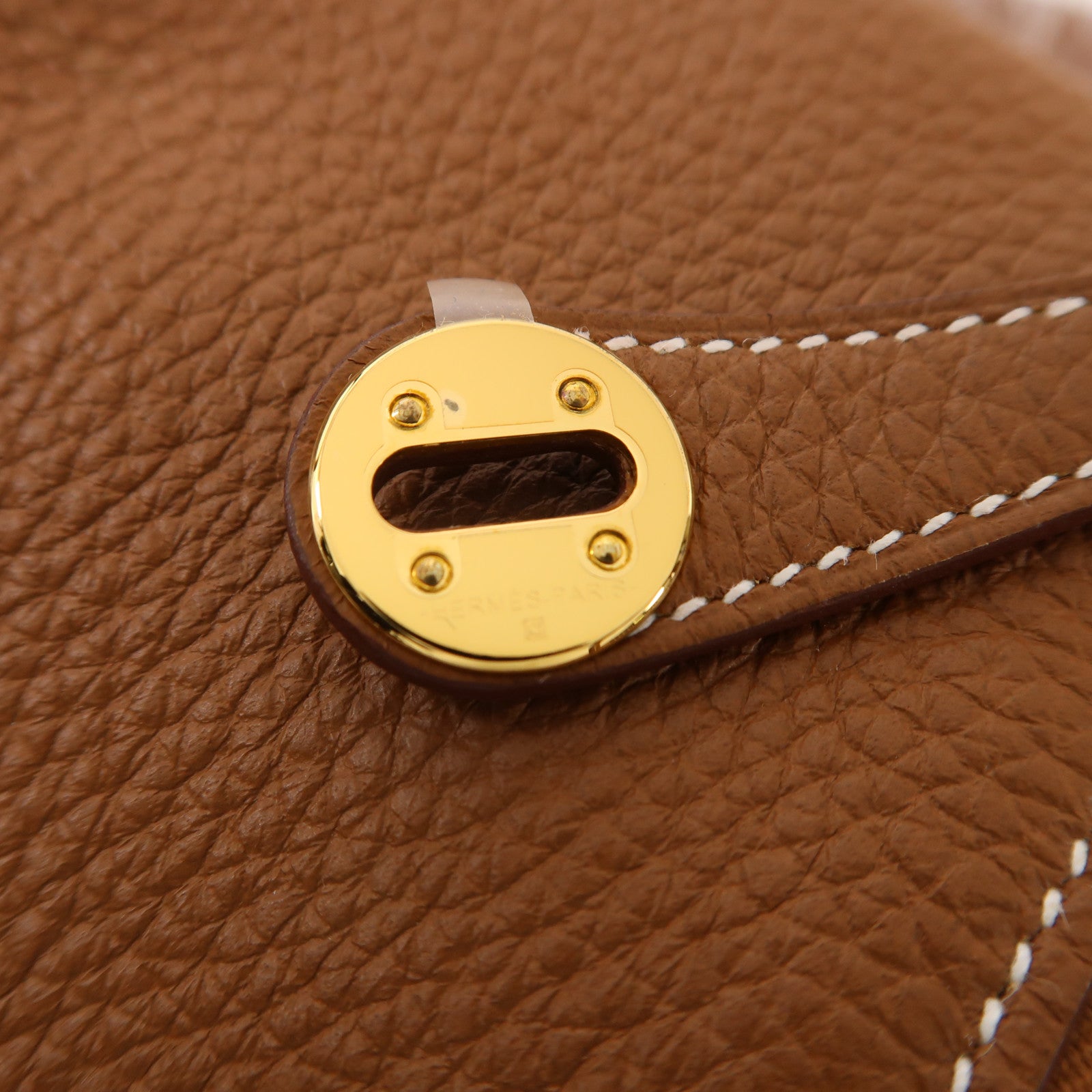 HERMES Clemence皮革Mini Lindy金扣手挽肩背兩用袋Gold