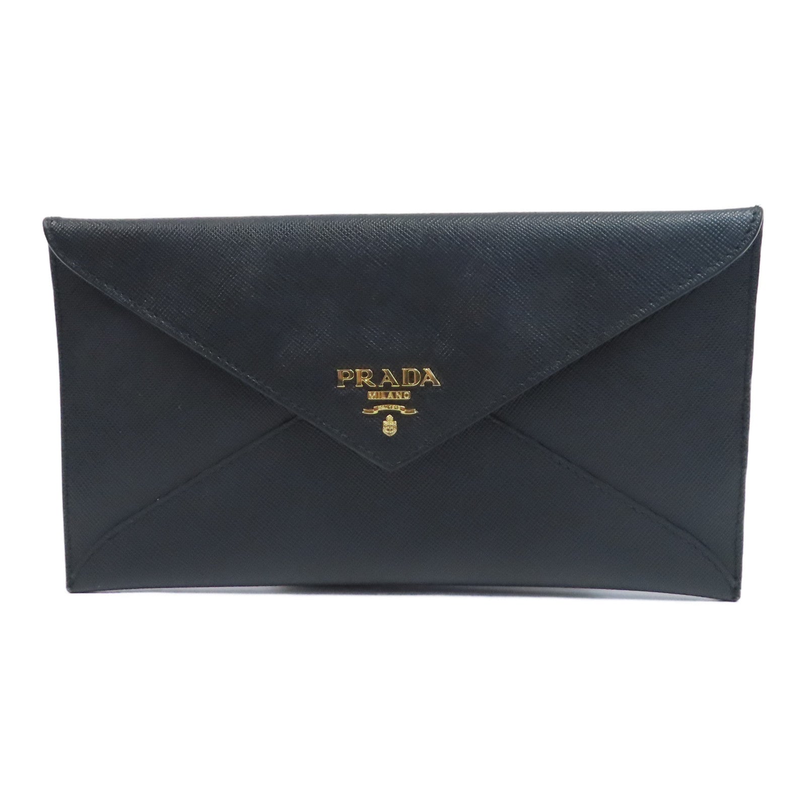 PRADA 牛皮皮革Long Wallet金扣長錢包黑色