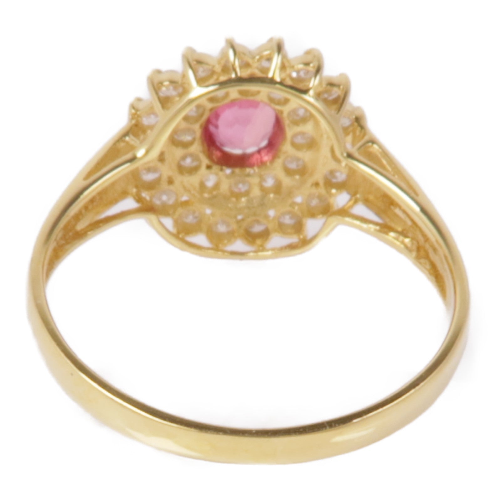 JEWELRY Pink Sapphire Diamond Ring 18K Yellow Gold US#4.75