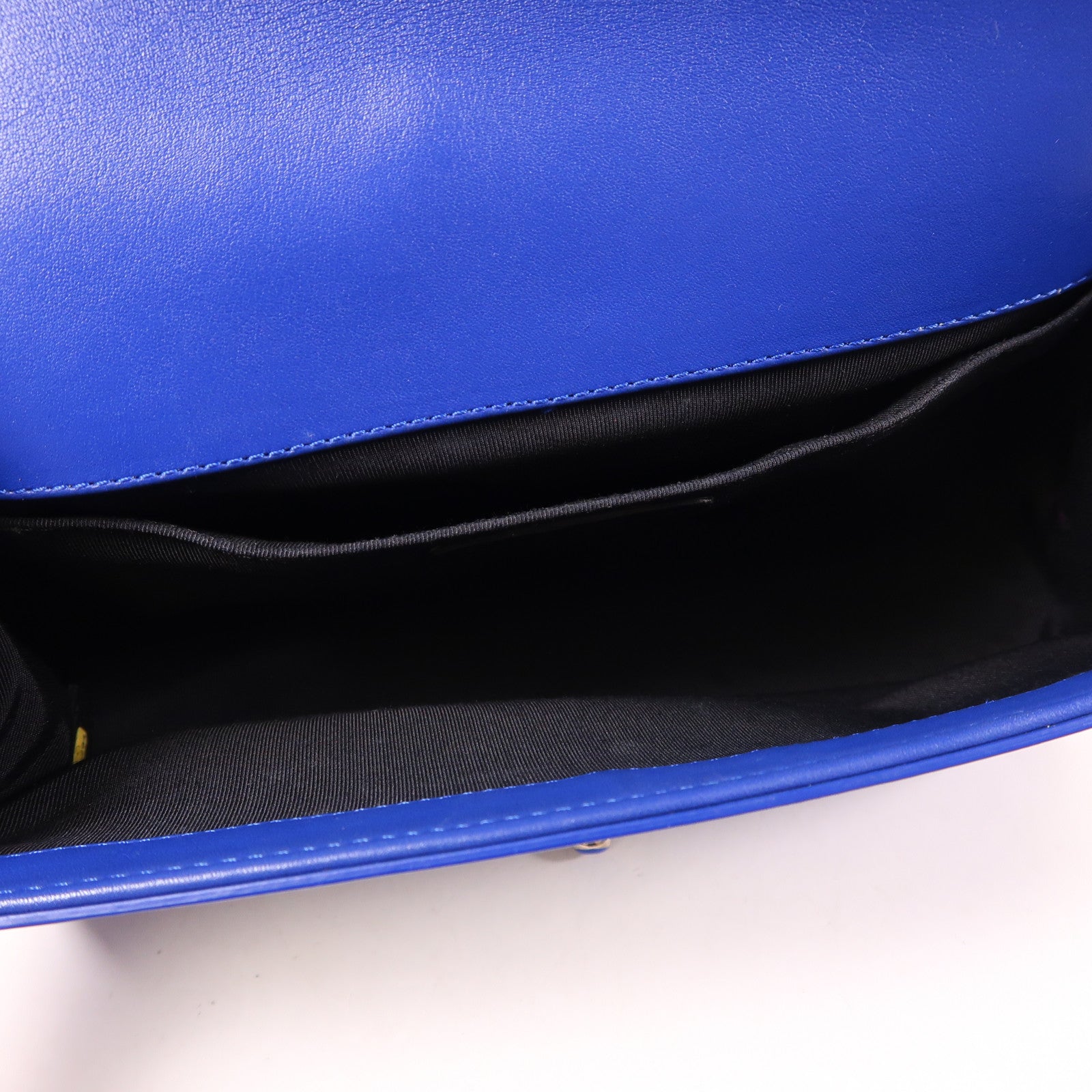 CHANEL CC SHW Boy 25 Chain Shoulder Bag Patent Leather Blue