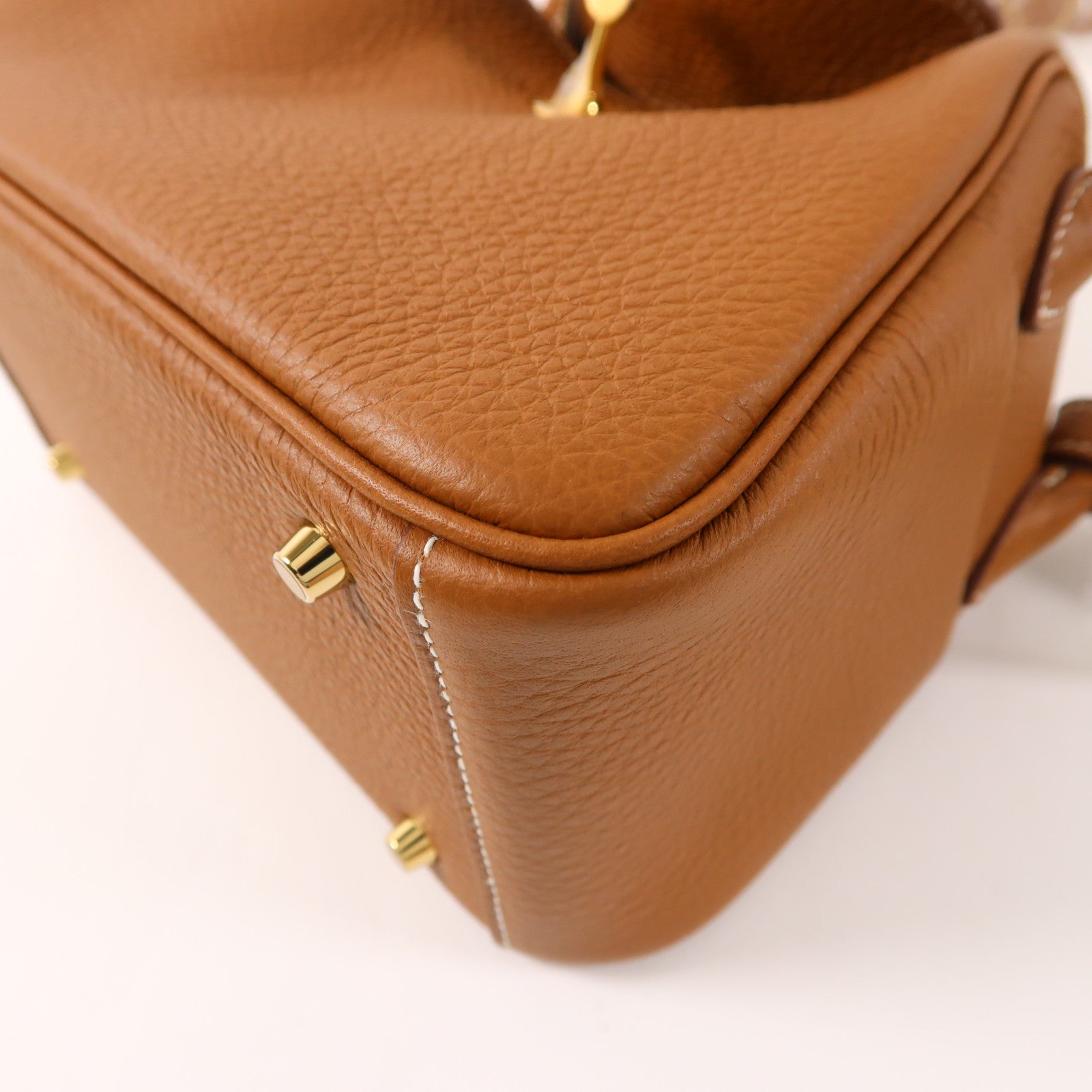 HERMES Clemence皮革Mini Lindy金扣手挽肩背兩用袋Gold