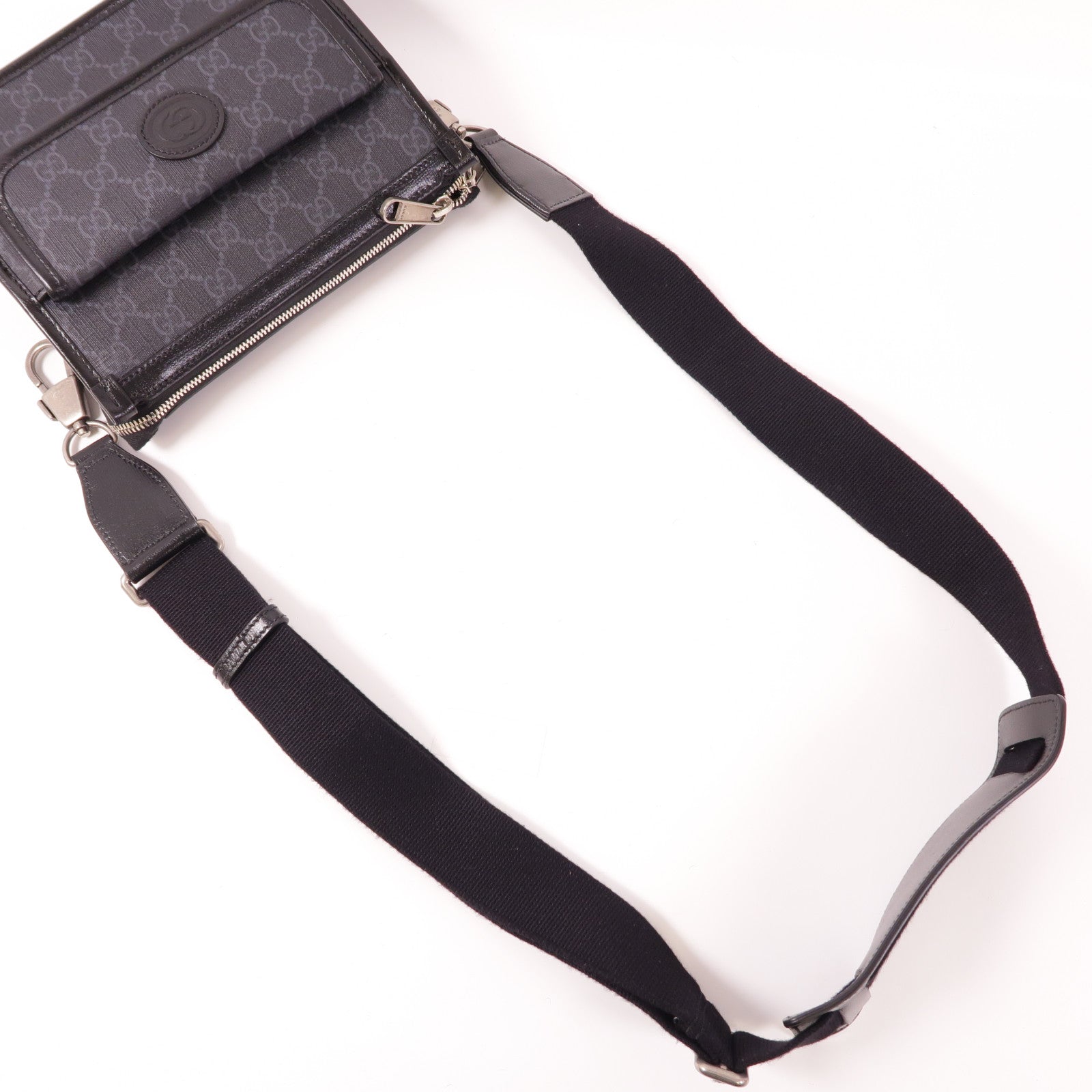 GUCCI 塗層帆布Shoulder Bag銀扣肩背袋