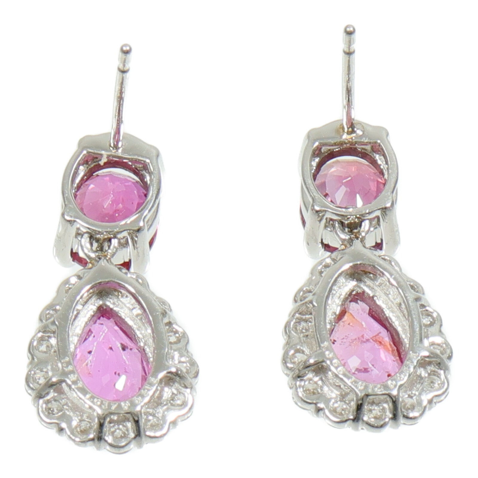 JEWELRY PT900鉑金Ruby Pink Sapphire Diamond Earrings紅寶石/粉紅藍寶石/鑽石耳環