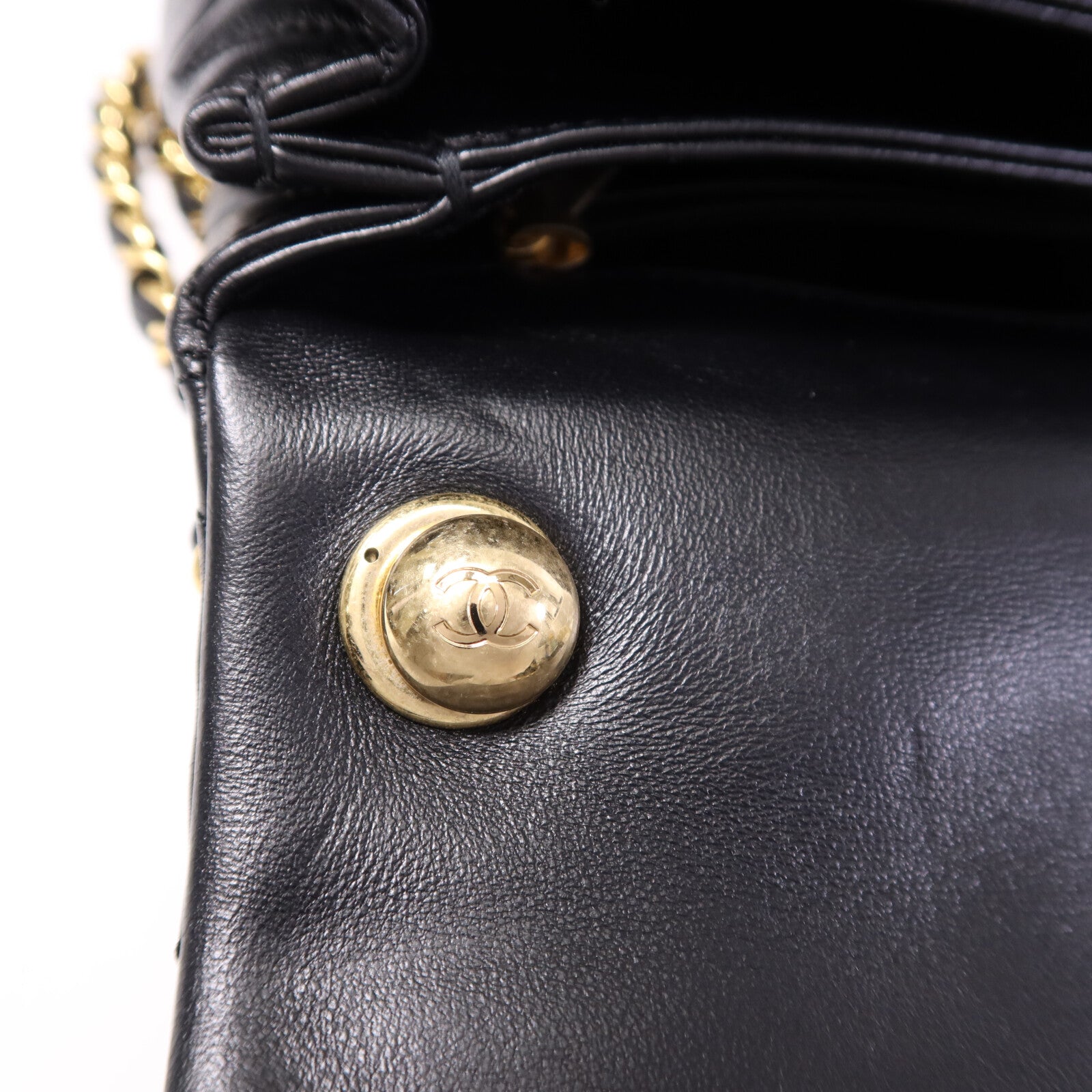 CHANEL 羊皮皮革Chain Shoulder Bag金扣鏈帶手挽肩背兩用袋