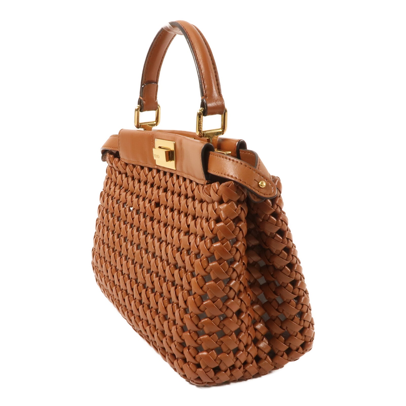 FENDI Nappa皮革Mini Peekaboo金扣手挽肩背兩用袋