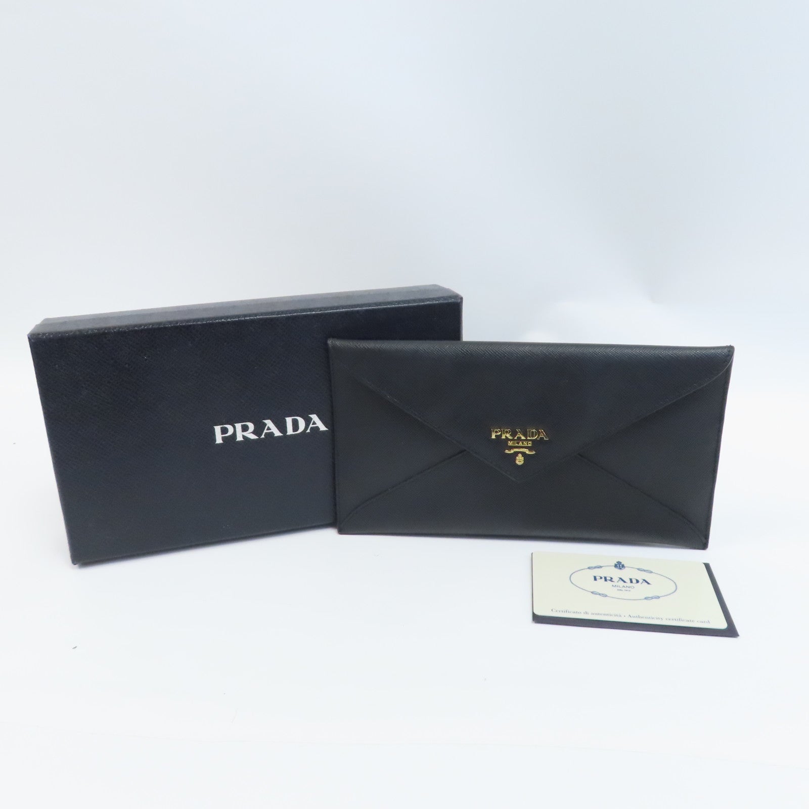 PRADA 牛皮皮革Long Wallet金扣長錢包黑色