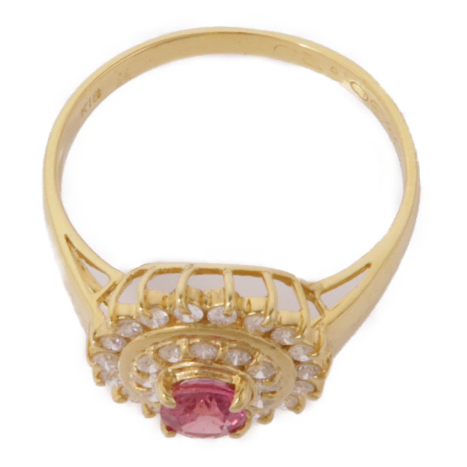 JEWELRY Pink Sapphire Diamond Ring 18K Yellow Gold US#4.75