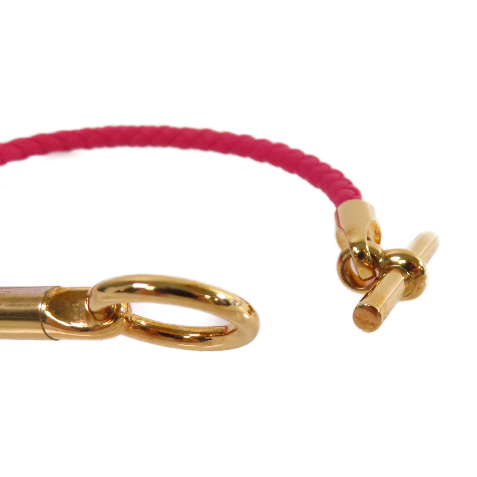 HERMES Swift皮革/金屬Glenan Bracelet金扣手鏈粉紅色