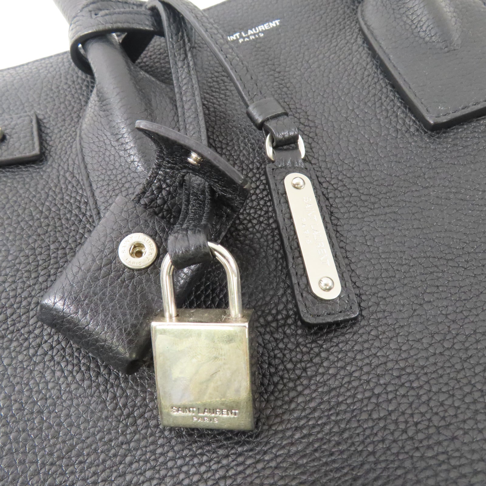 SAINT LAURENT 牛皮皮革Sac De Jour銀扣手挽肩背兩用袋